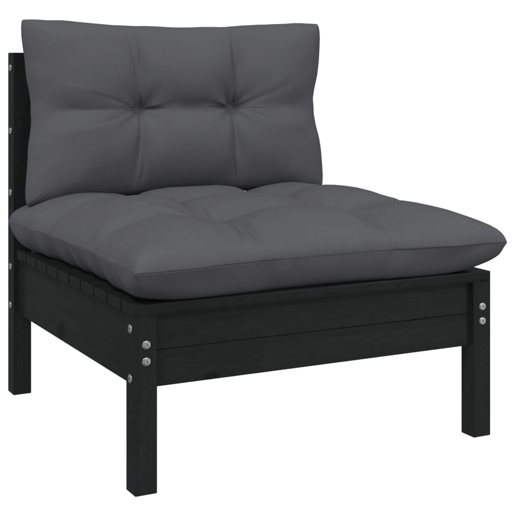 2-Seater Garden Sofa with Anthracite Cushions Solid Wood Pine