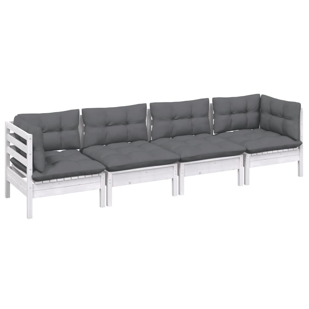 4 Piece Garden Lounge Set with Cushions Solid Pinewood
