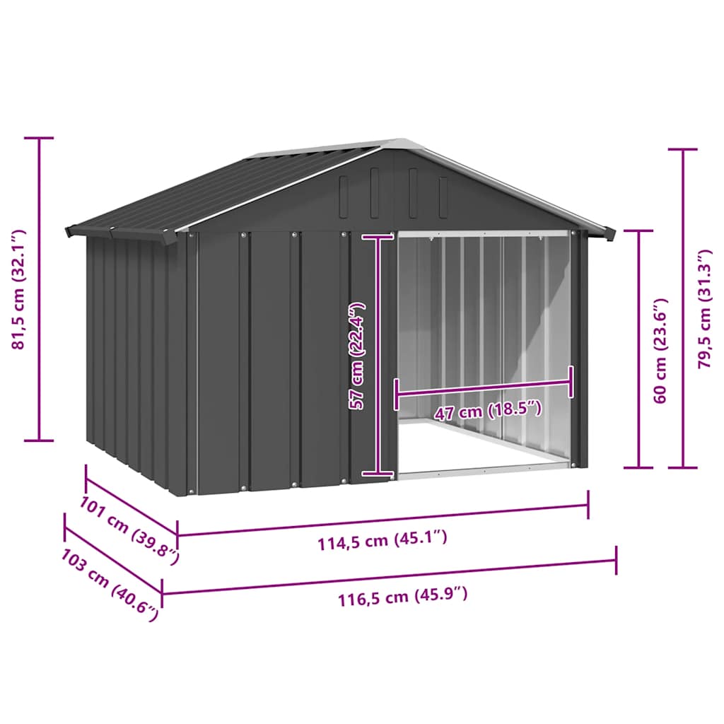 Dog House Anthracite 116.5x103x81.5 cm Galvanised Steel