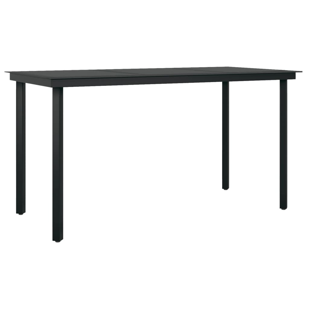 5 Piece Garden Dining Set Grey and Black