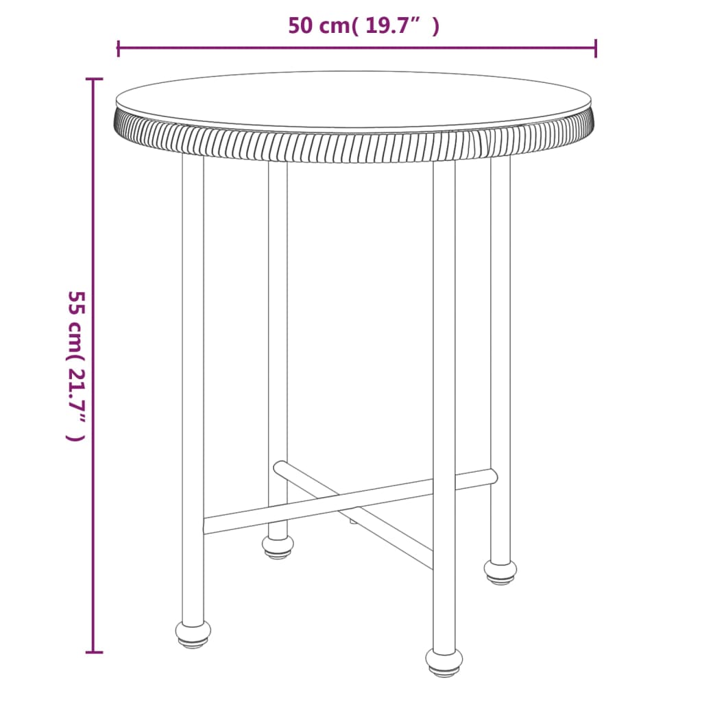 Dining Table Ã˜50 cmÂ Tempered Glass and Steel