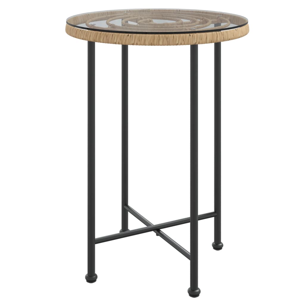 Dining Table Ã˜55 cmÂ Tempered Glass and Steel