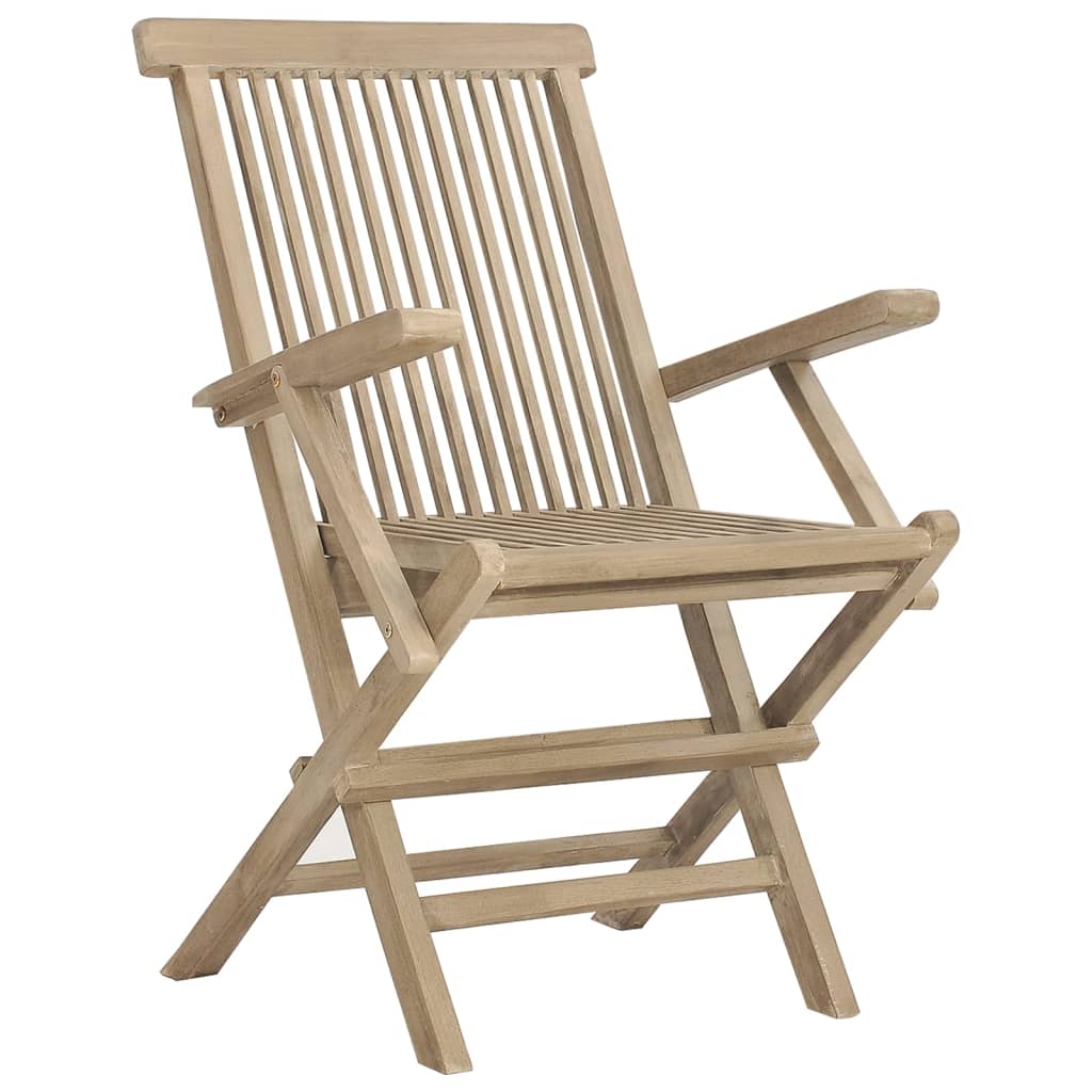 Folding Garden Chairs 4 pcs Grey 56x61x89 cm Solid Wood Teak