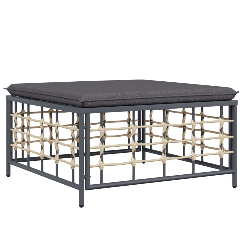 3 Piece Garden Lounge Set with Cushions Anthracite Poly Rattan
