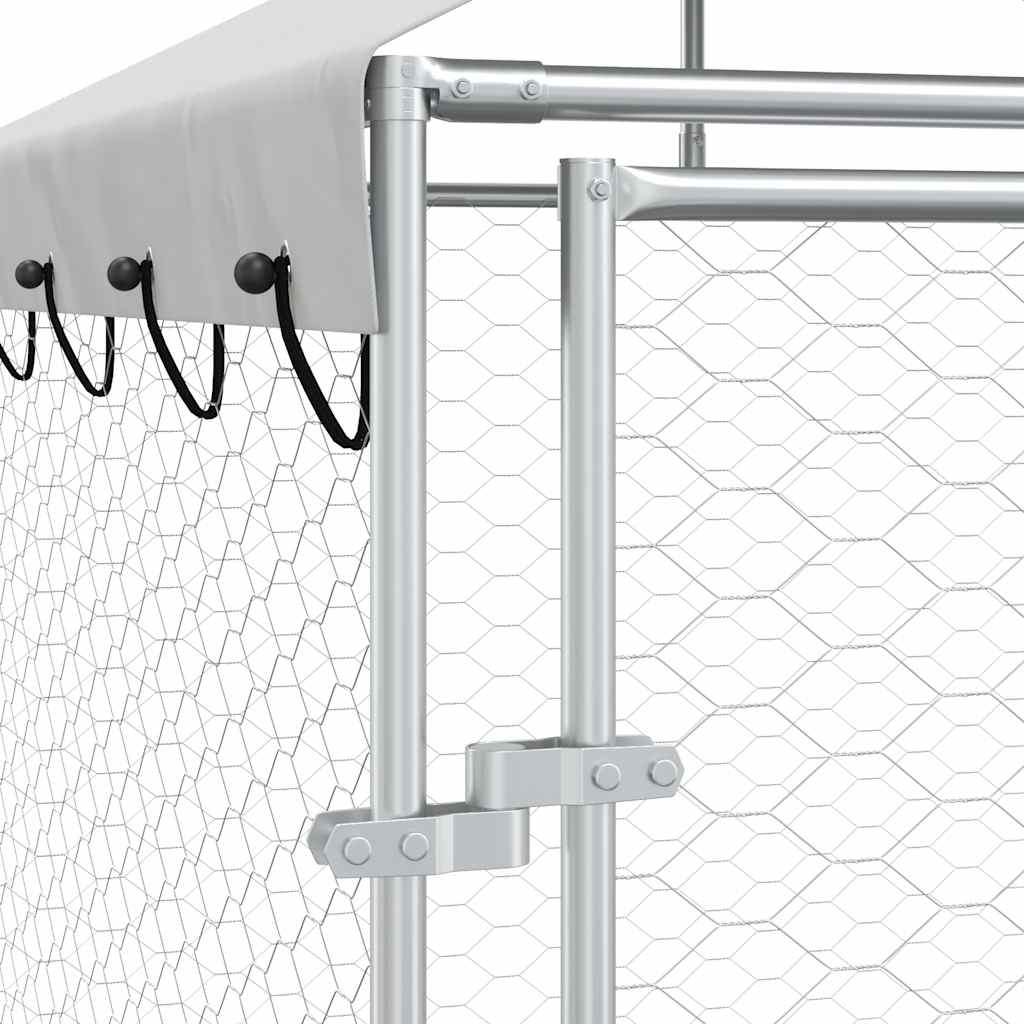 Outdoor Dog Kennel with Roof Silver 10x2x2.5 m Galvanised Steel
