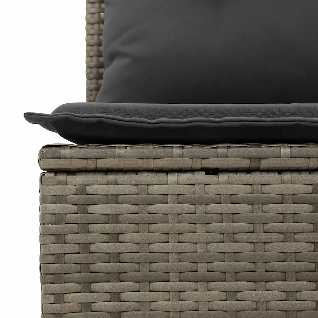Garden Chair Armless with Cushions Grey Poly Rattan