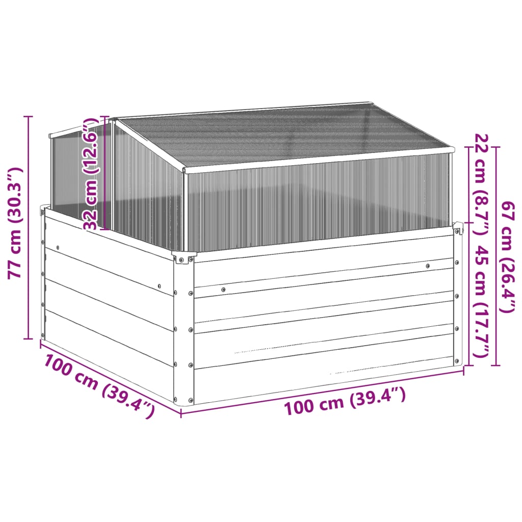 Garden Planter with Green House Weathering Steel