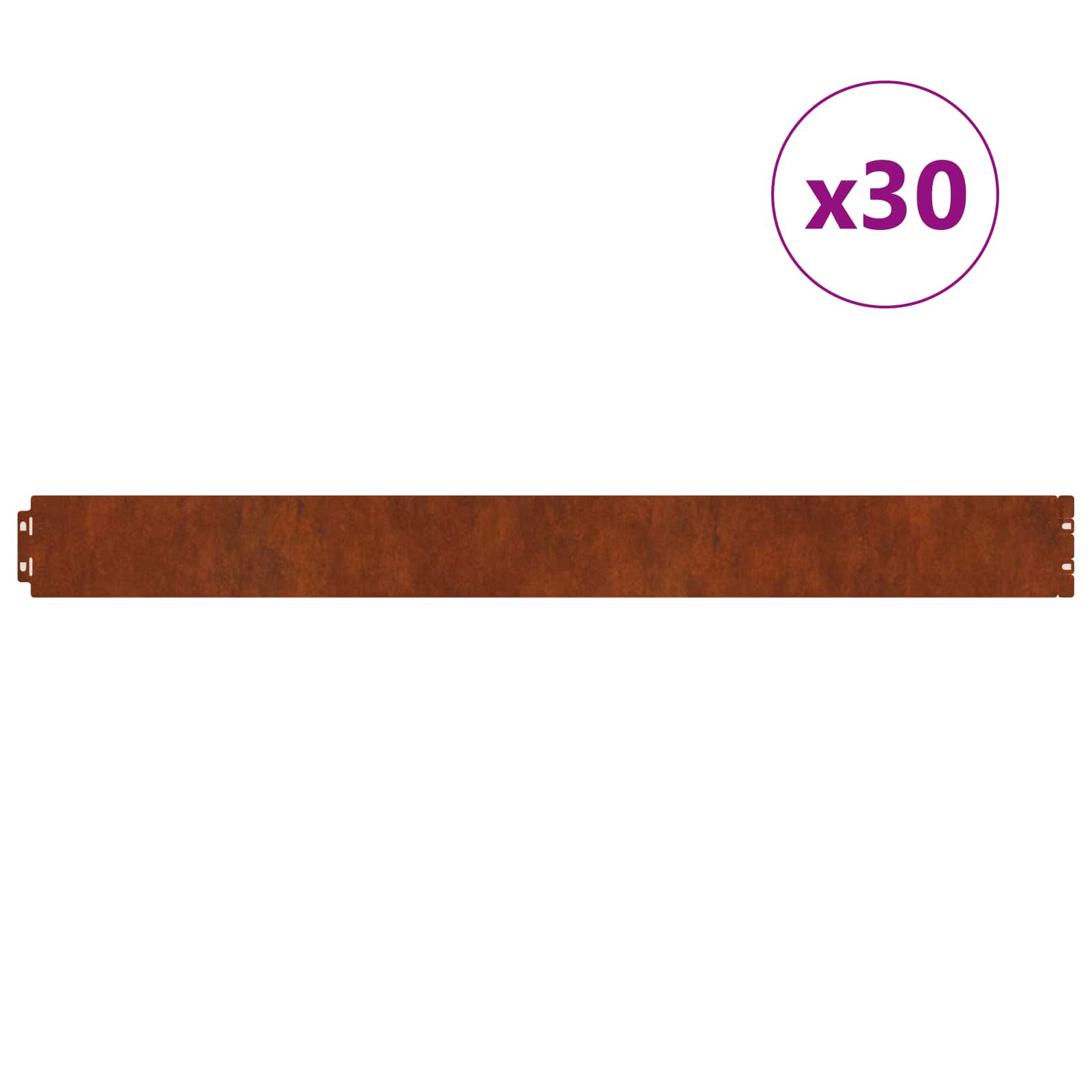 Lawn Edging 30 pcs Rusty 103 x 0.05 x 20 cm Weathering Steel