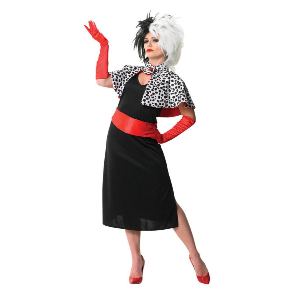 Cruella De Vil Deluxe Adult Costume with Wig and Cape by Disney