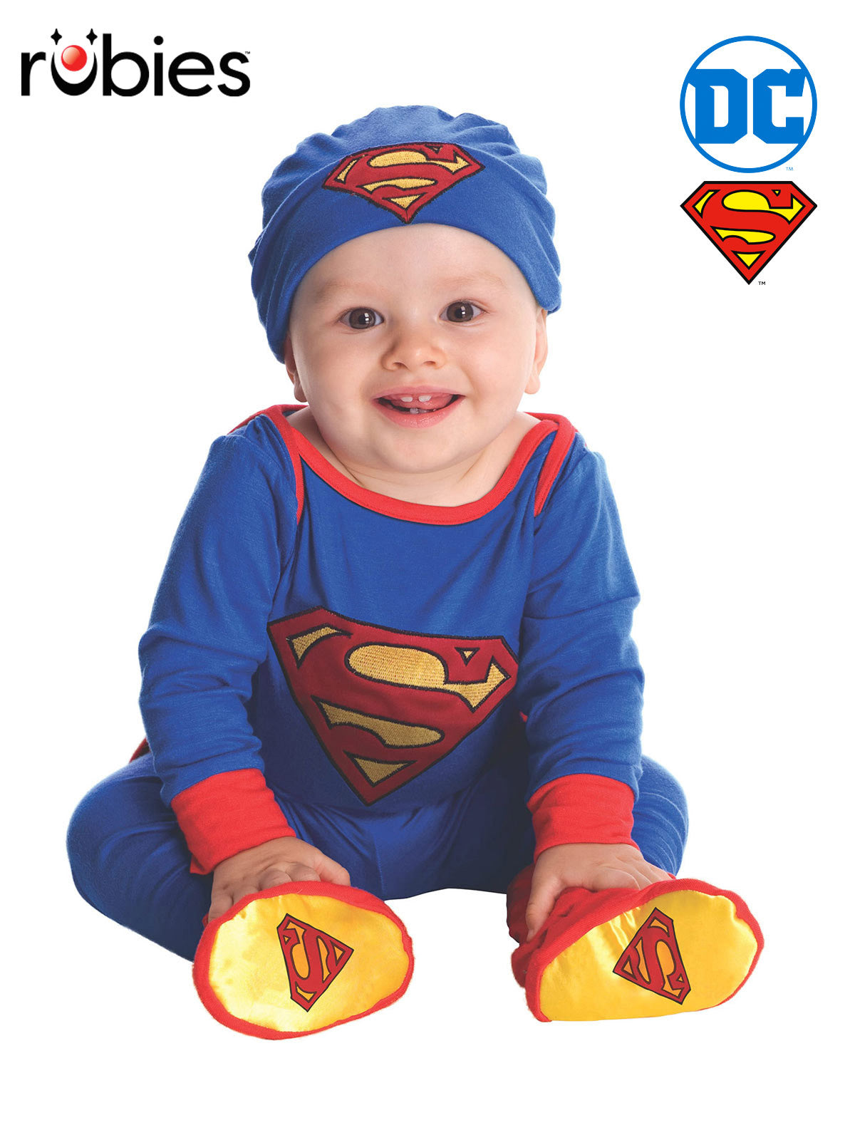 Superman Onesie for Kids with Cape Beanie and Booties DC Comics Pajama Set