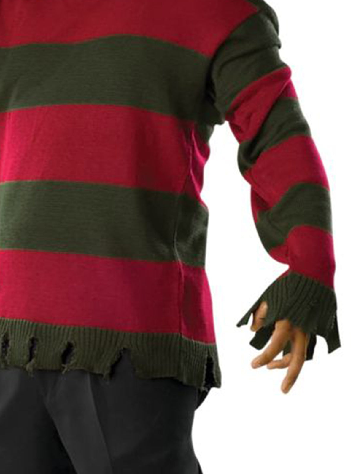 Freddy Krueger Deluxe Adult Sweater with Striped Design and Tattered Hem Halloween