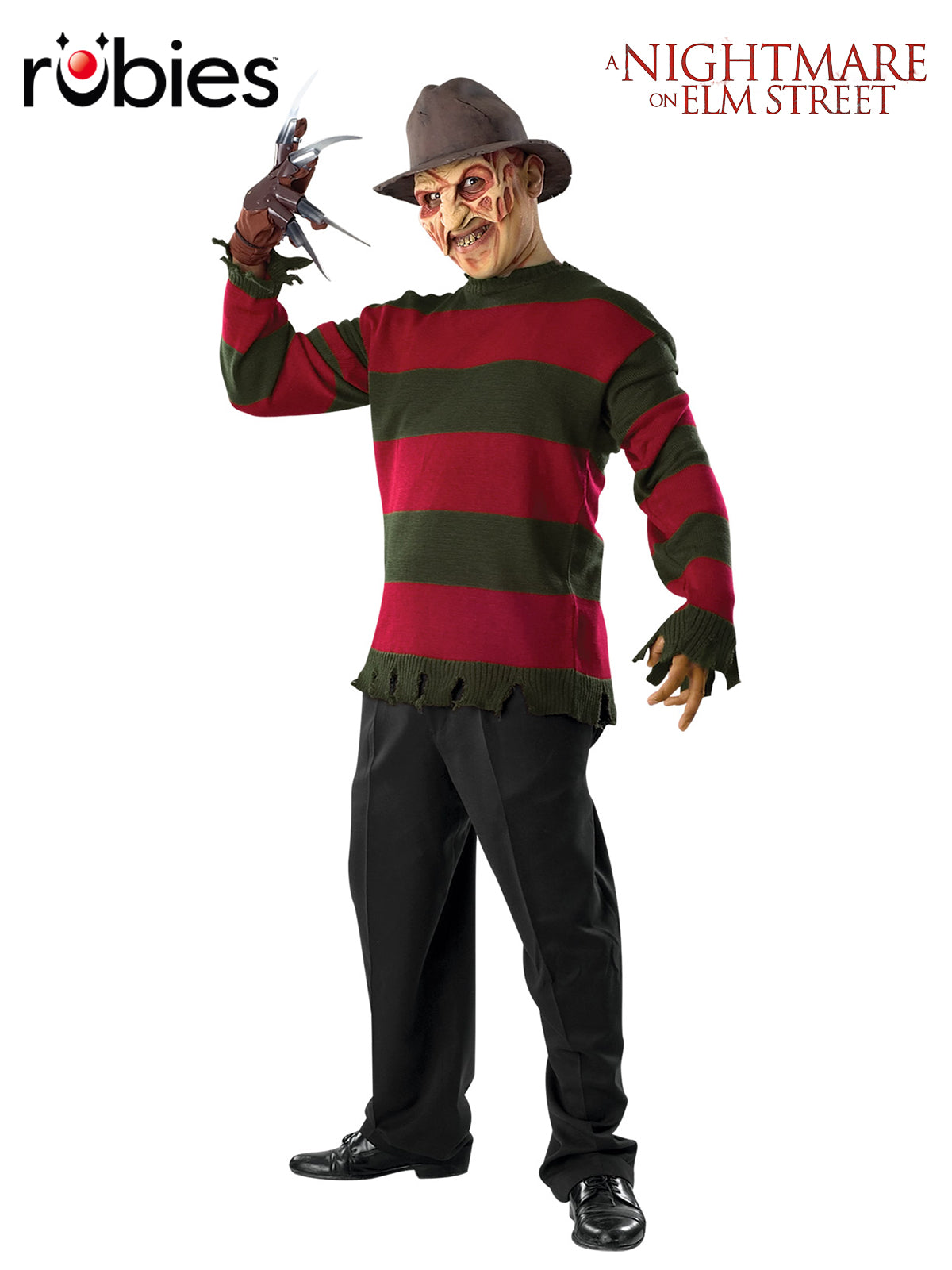 Freddy Krueger Deluxe Adult Sweater with Striped Design and Tattered Hem Halloween