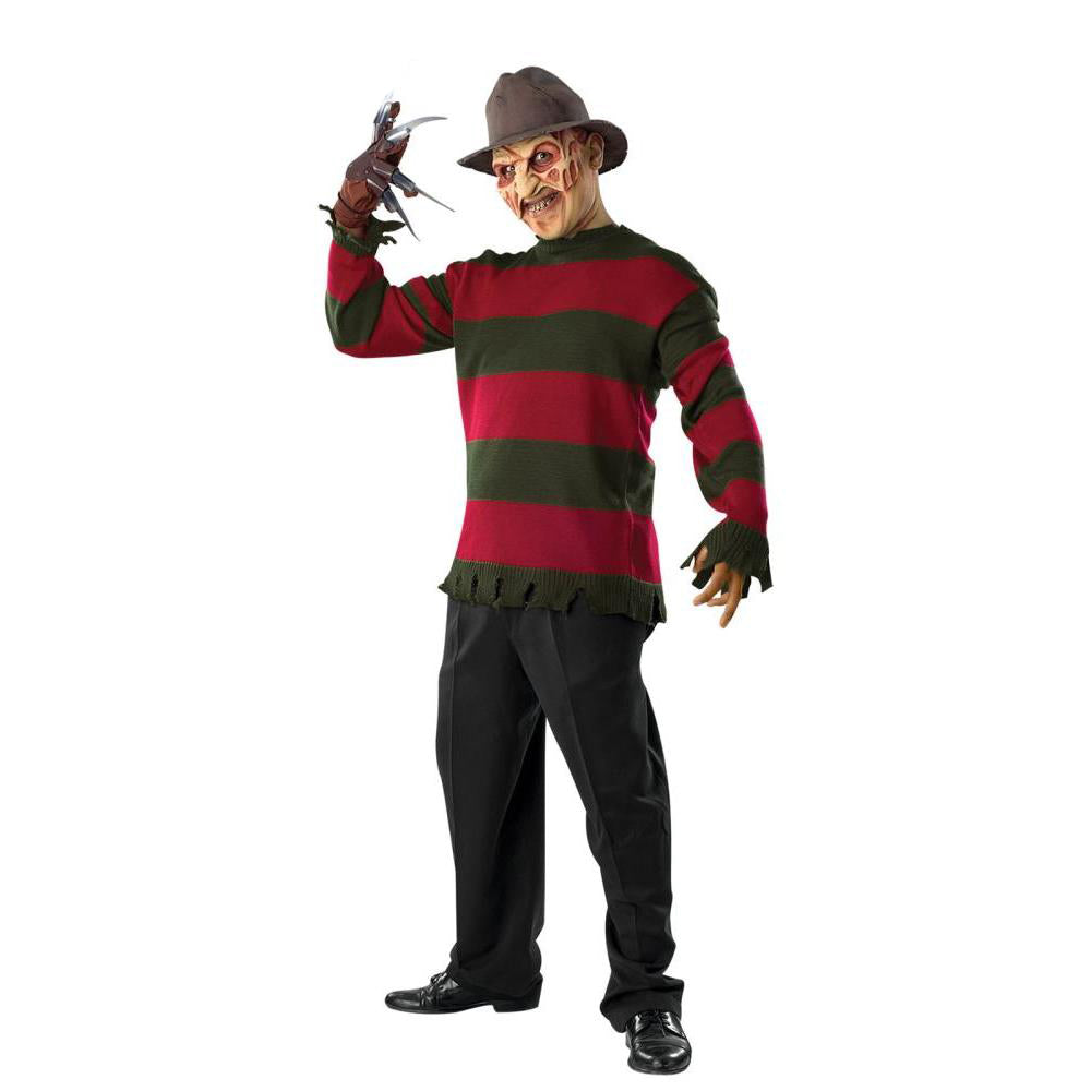 Freddy Krueger Deluxe Adult Sweater with Striped Design and Tattered Hem Halloween