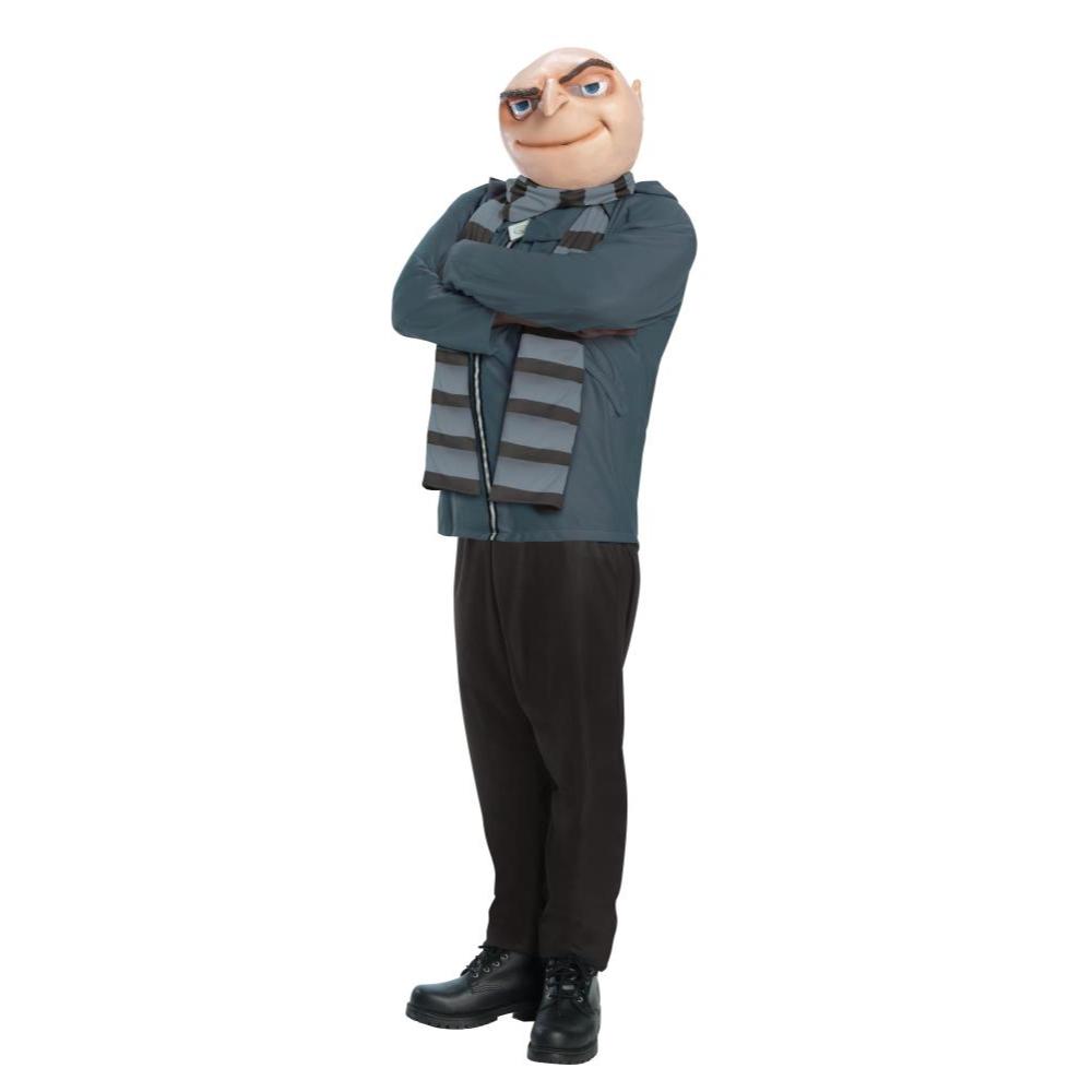Kids Gru Costume – Despicable Me Outfit with Oversized Mask, Shirt and Pants Grey Colour