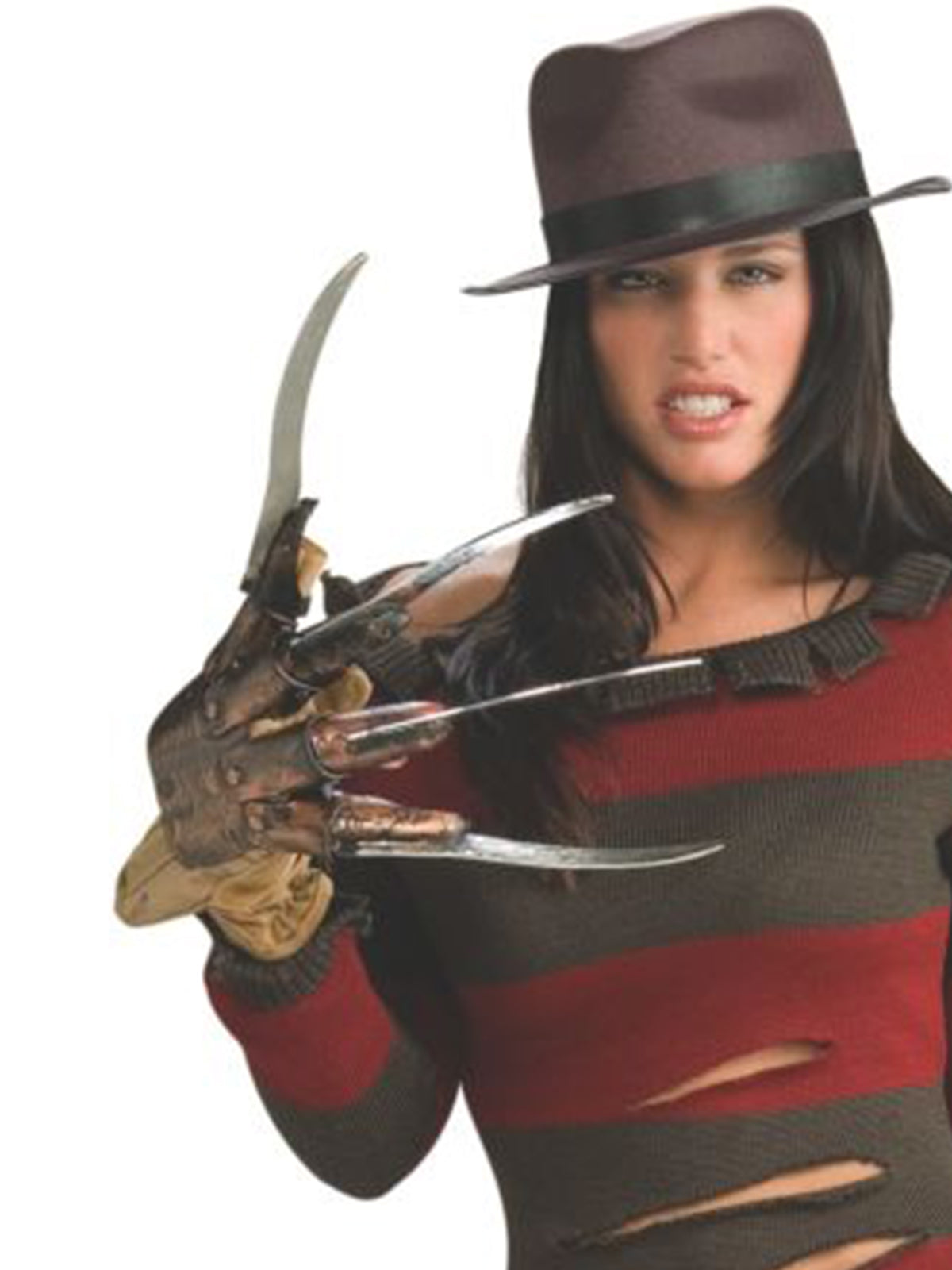 Freddy Krueger Women's Costume Dress – Nightmare on Elm Street with Hat and Glove Red Green Colour