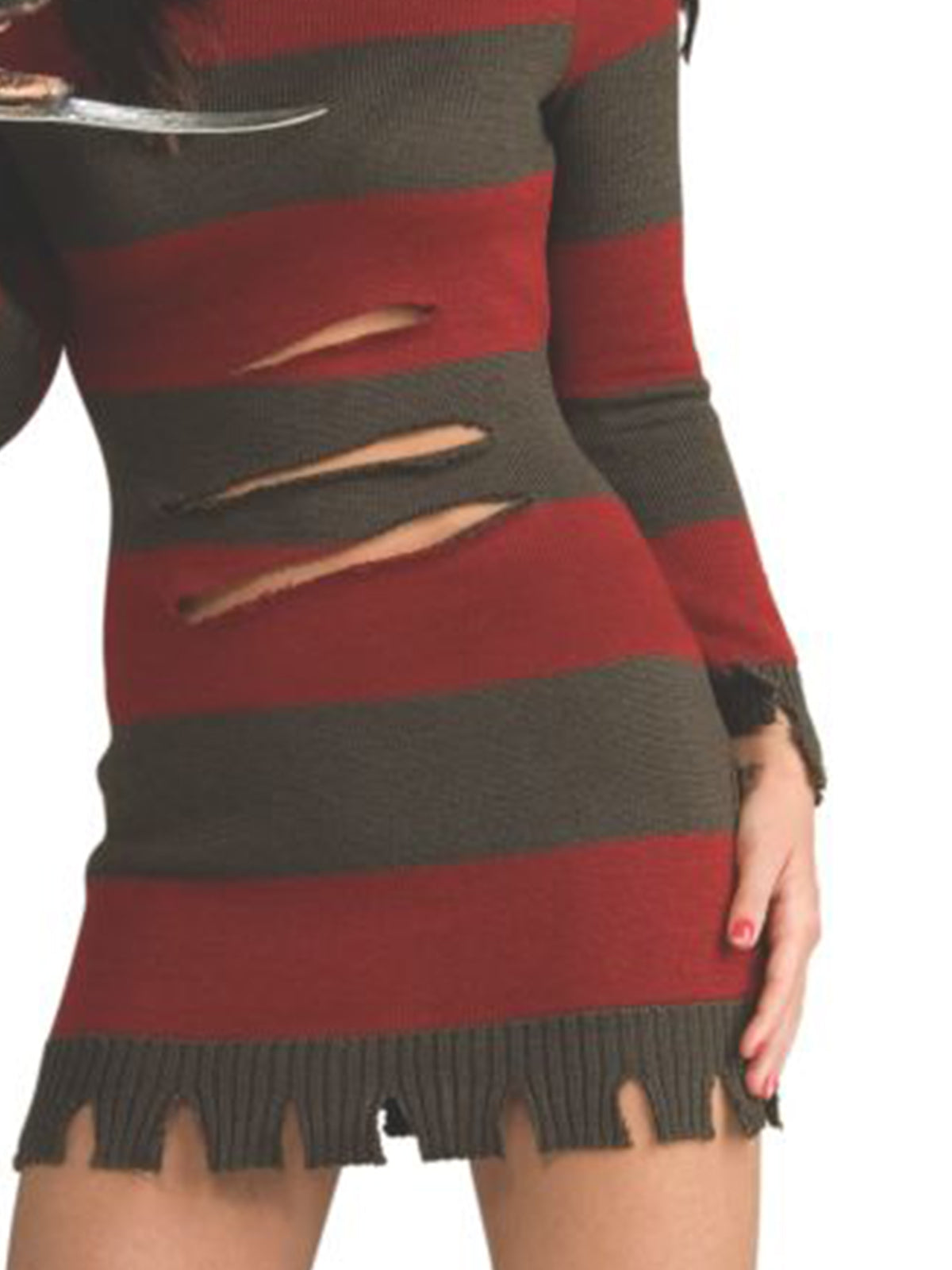 Freddy Krueger Women's Costume Dress – Nightmare on Elm Street with Hat and Glove Red Green Colour