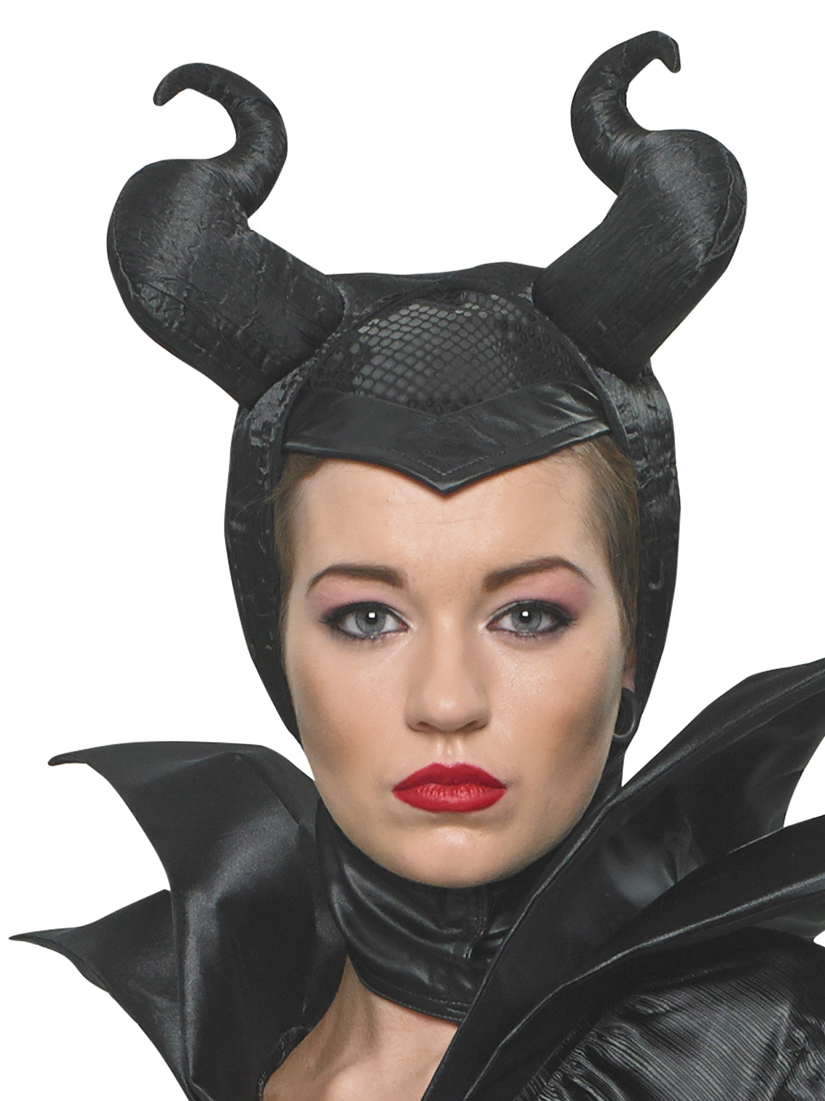 Disney Maleficent Costume for Women – Satin Long Dress with Horned Headpiece, Black &amp; Purple Colour
