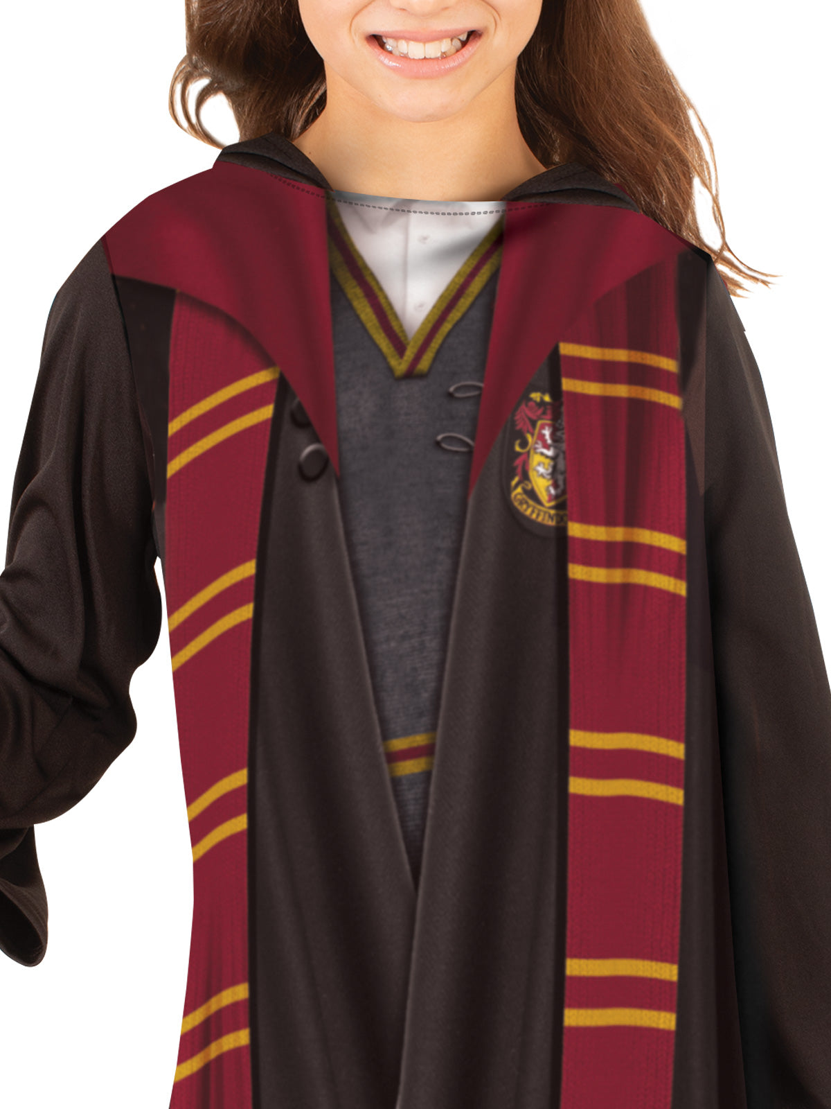 Hermione Granger Costume for Girls with Wand and Hooded Robe - Harry Potter Licensed - Red Colour