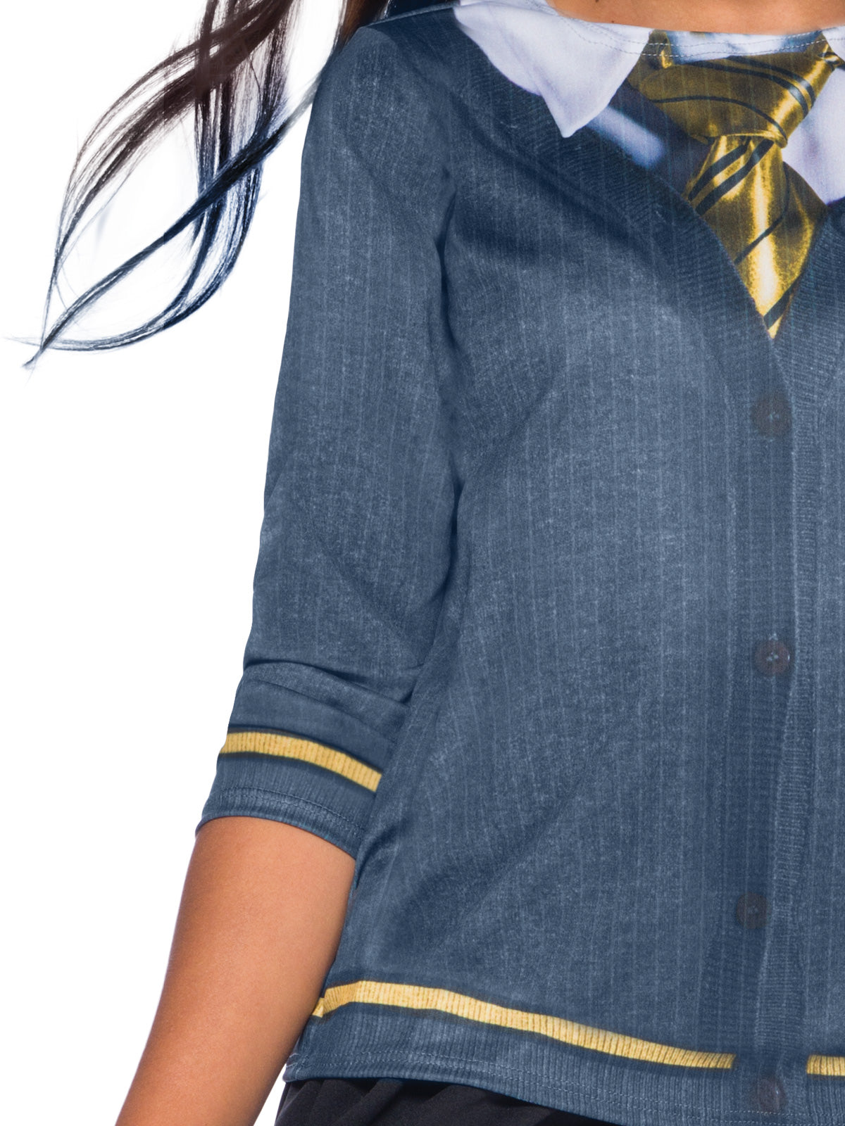 Hufflepuff Costume Top for Kids with Printed Cardigan and Emblem Harry Potter Licensed Yellow & Black Colour