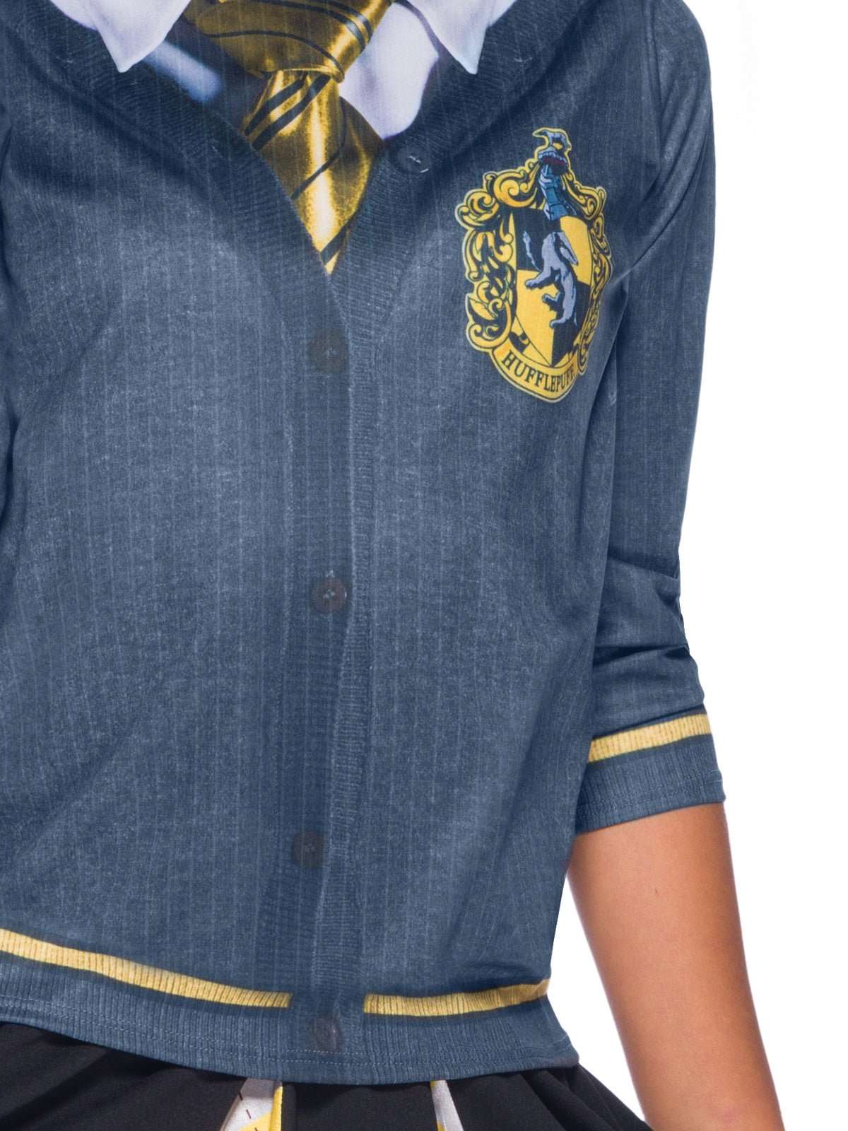 Hufflepuff Costume Top for Kids with Printed Cardigan and Emblem Harry Potter Licensed Yellow & Black Colour