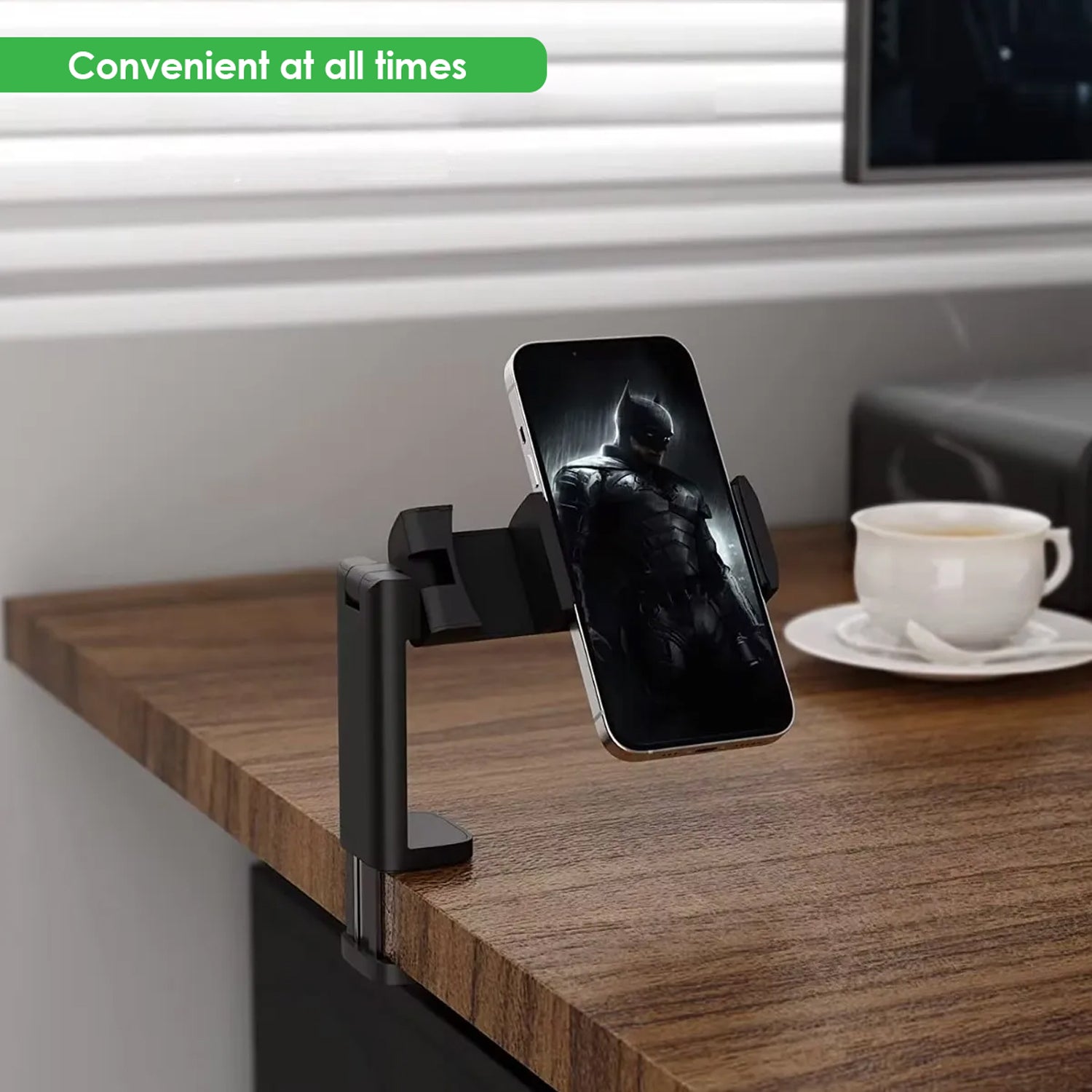Urbanoki Airplane Phone Holder Mount 360° Rotation Stand for Travel Desk - Black