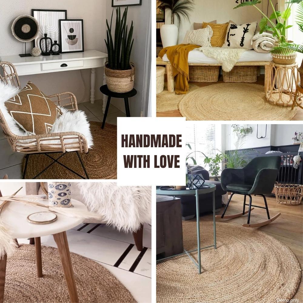Area Rug Braided Jute 150 cm Round