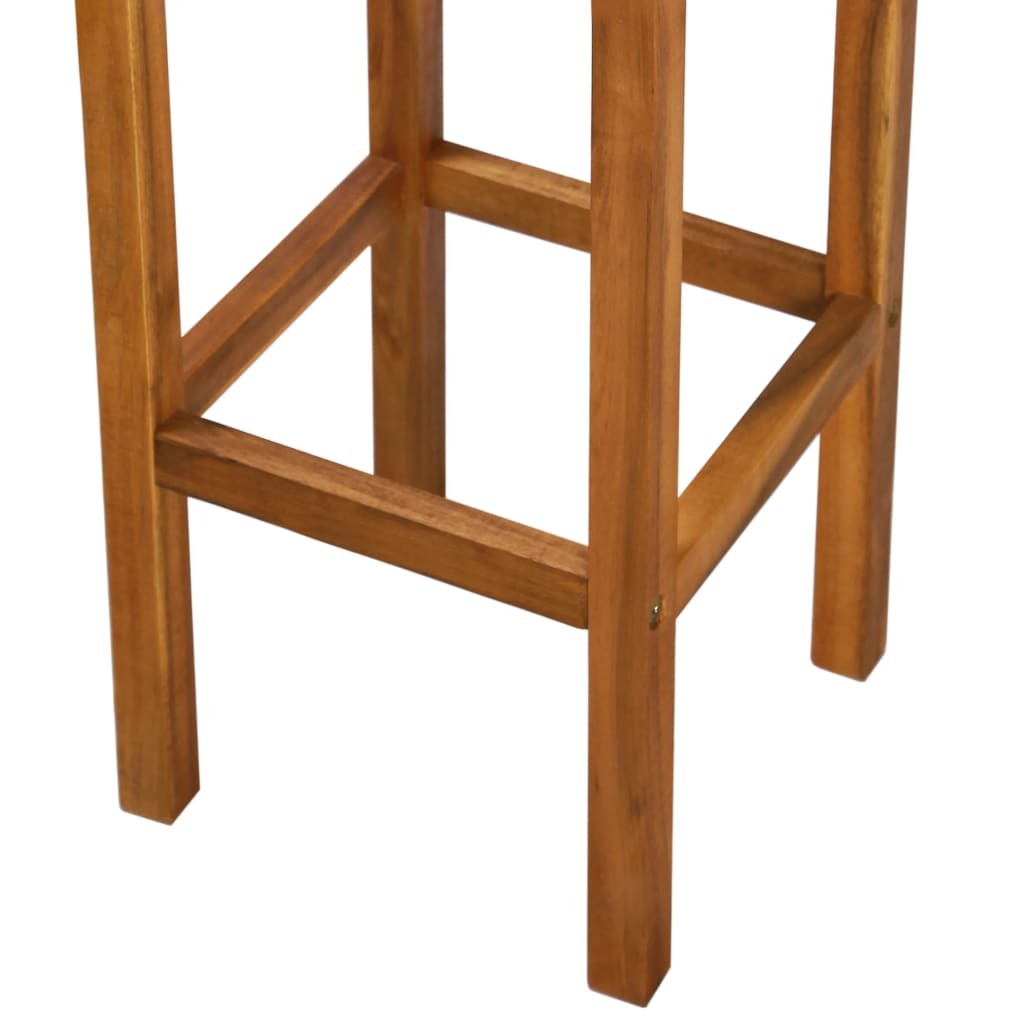 Wooden Outdoor Bar Chair 2 Pcs Solid Acacia Wood Weather Resistant Garden Stools
