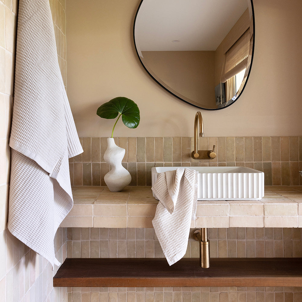Bambury Waffle Hand Towel - Pebble