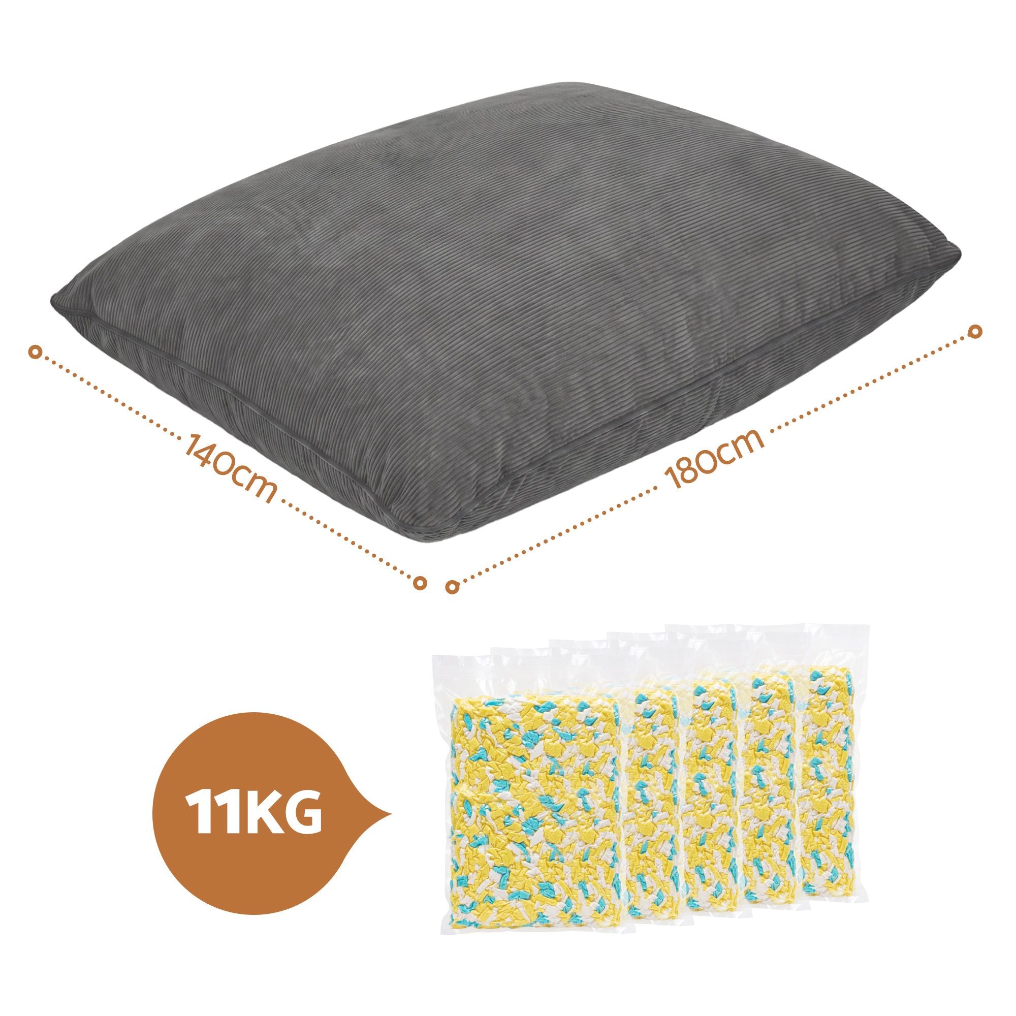 Artiss 3 in 1 Bean Bag Chair with Filler Convertible Bean Bag for Adults for Living Room Bedroom, Grey