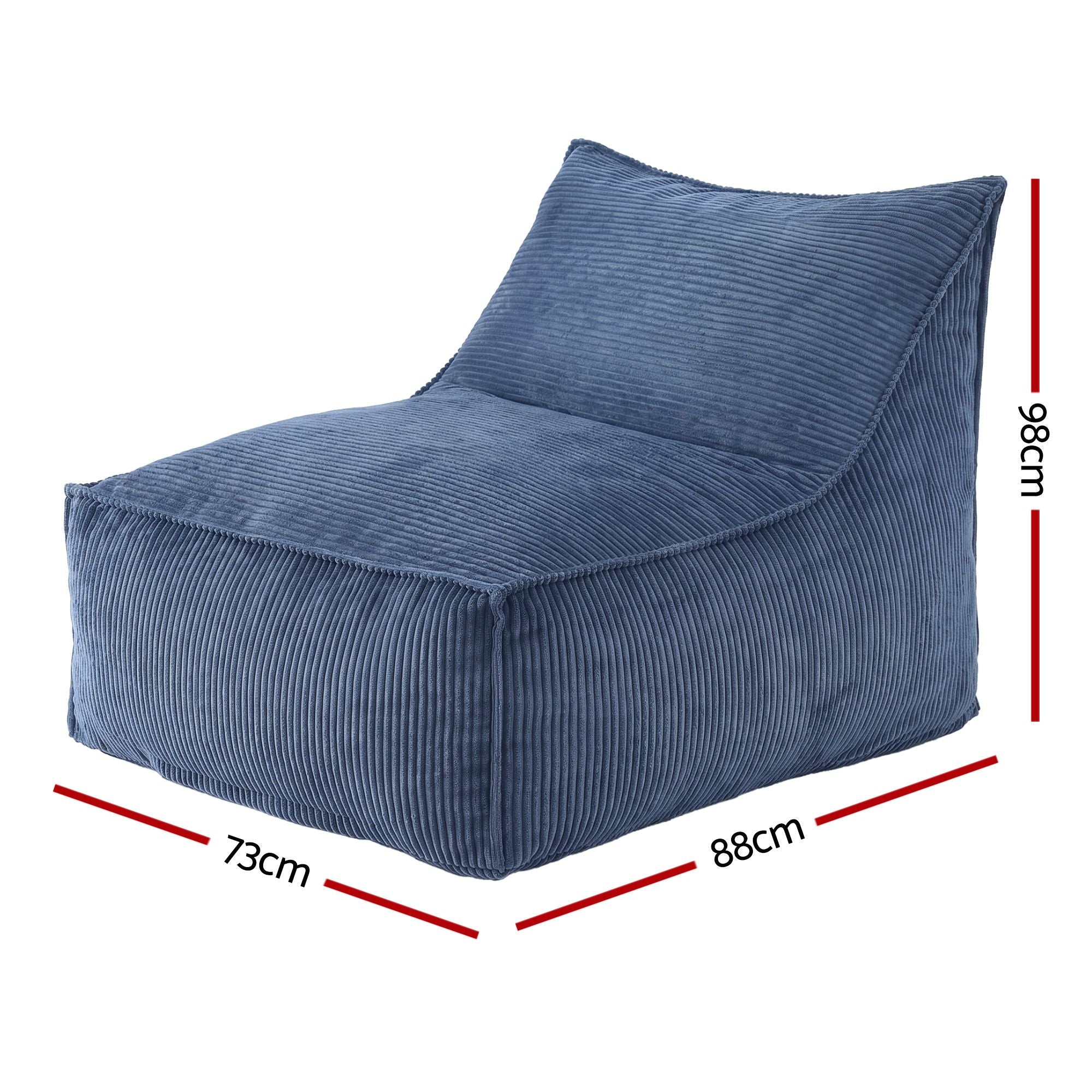 Artiss Bean Bag Chair Cover Soft Corduroy Storage Cover Washable Lazy Sofa Blue
