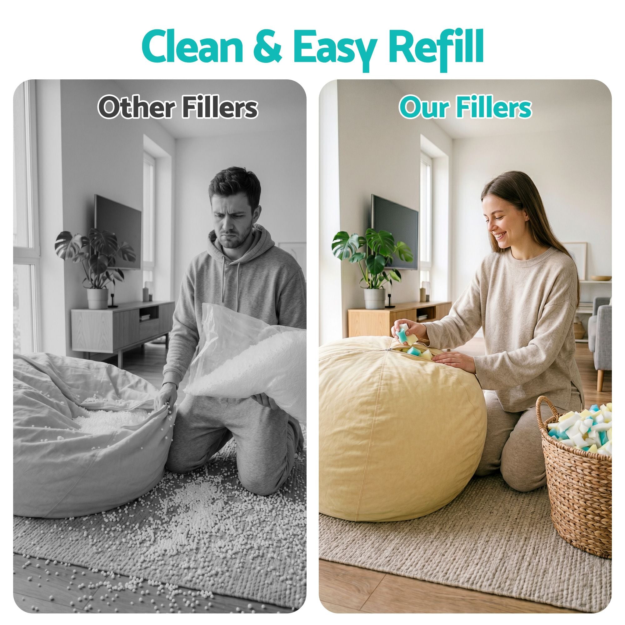 Artiss 5lbs Shredded Memory Foam Bean Bag Filler Soft High-Density Stuffing