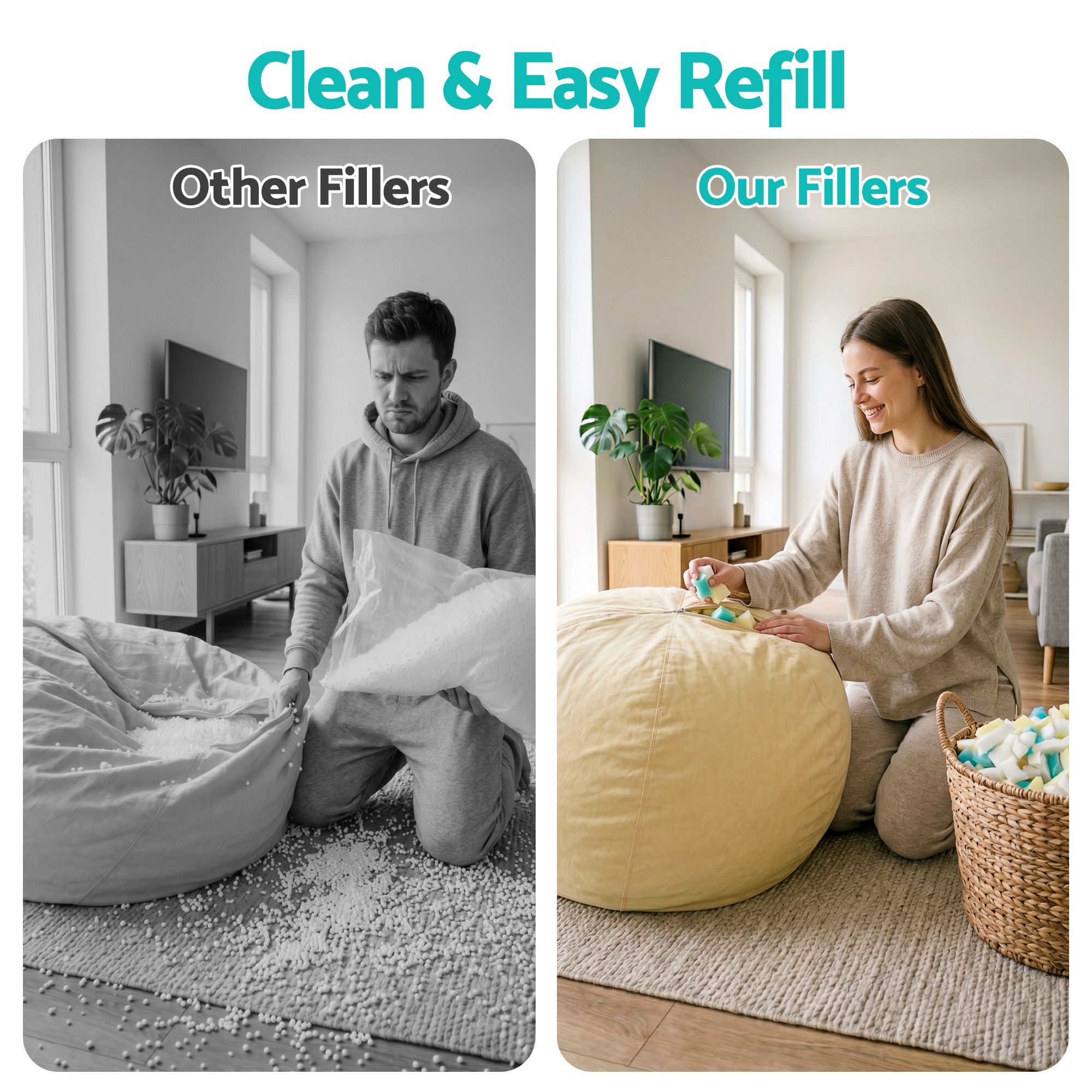 Artiss 4.4KG Bean Bag Filler Shredded Memory Foam Pillow Stuffing Fill