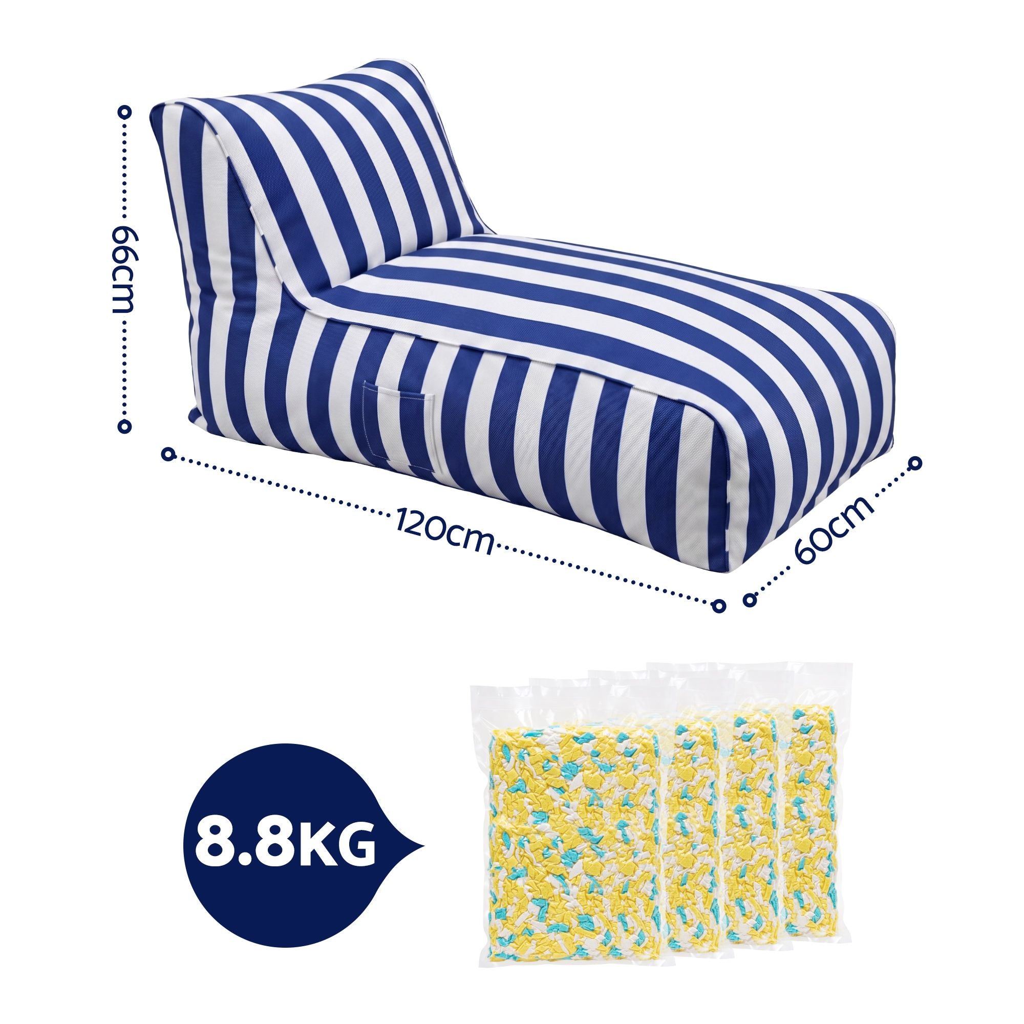 Artiss Outdoor Bean Bag Chair with Filler Splash-Proof Beanbag Lounge DIY Stuffed Animal Storage Bean Bag Washable, Blue