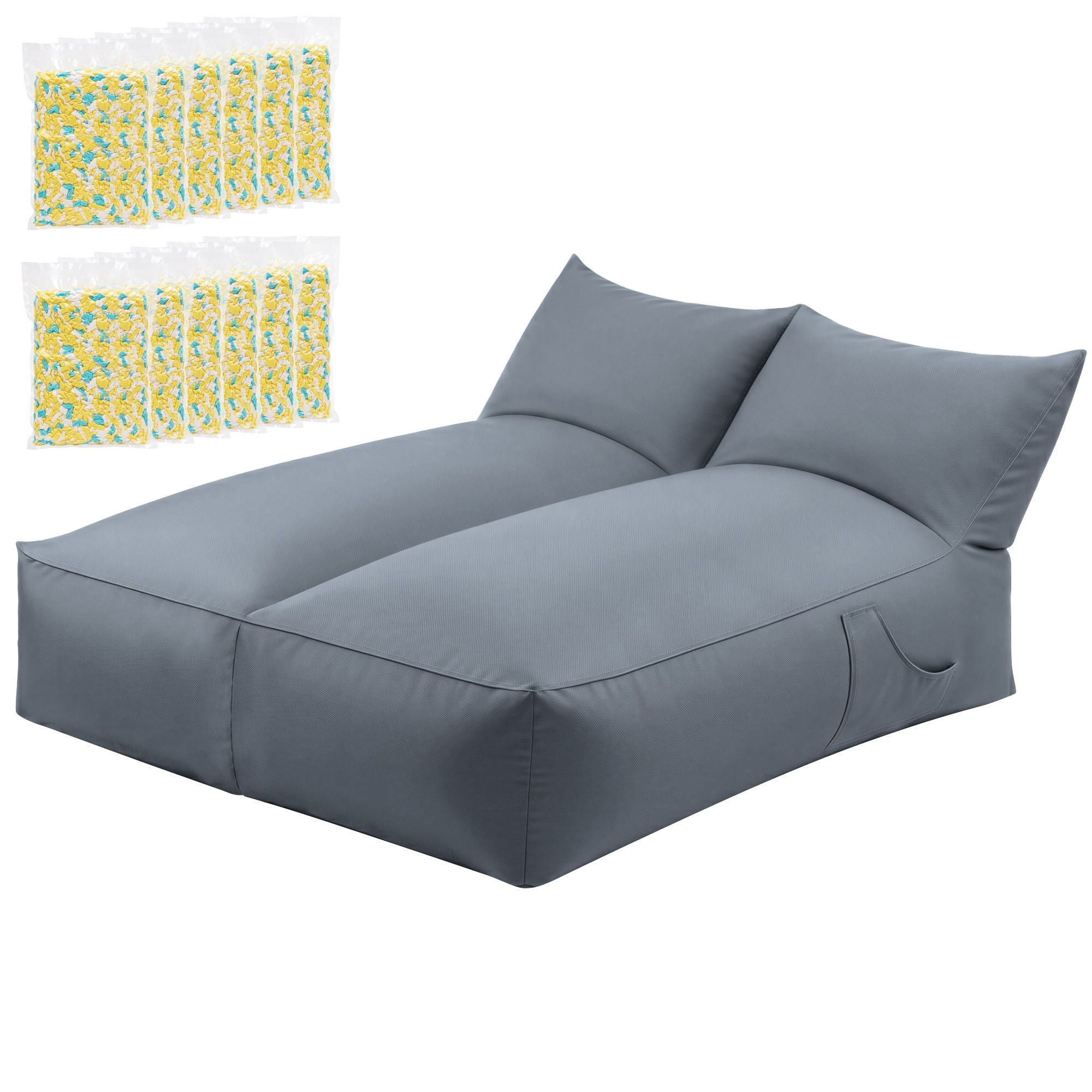 Artiss Outdoor Bean Bag Chair with Filler 2 Seater Beanbag Lounge Adults Splash-Proof Large Bean Bag Cover with Filling Grey