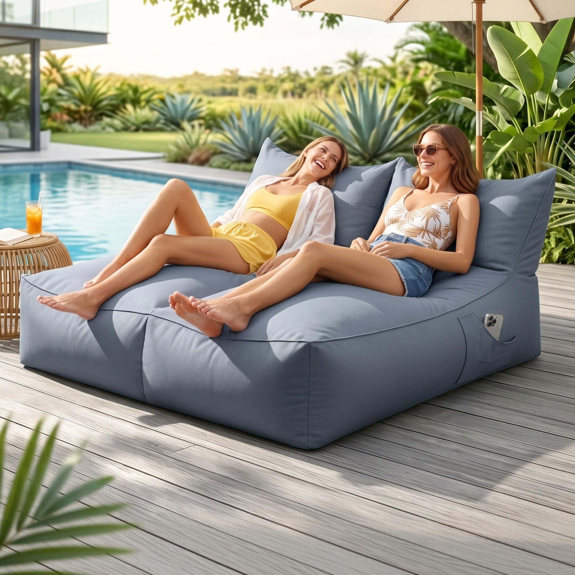 Artiss Outdoor Bean Bag Chair with Filler 2 Seater Beanbag Lounge Adults Splash-Proof Large Bean Bag Cover with Filling Grey