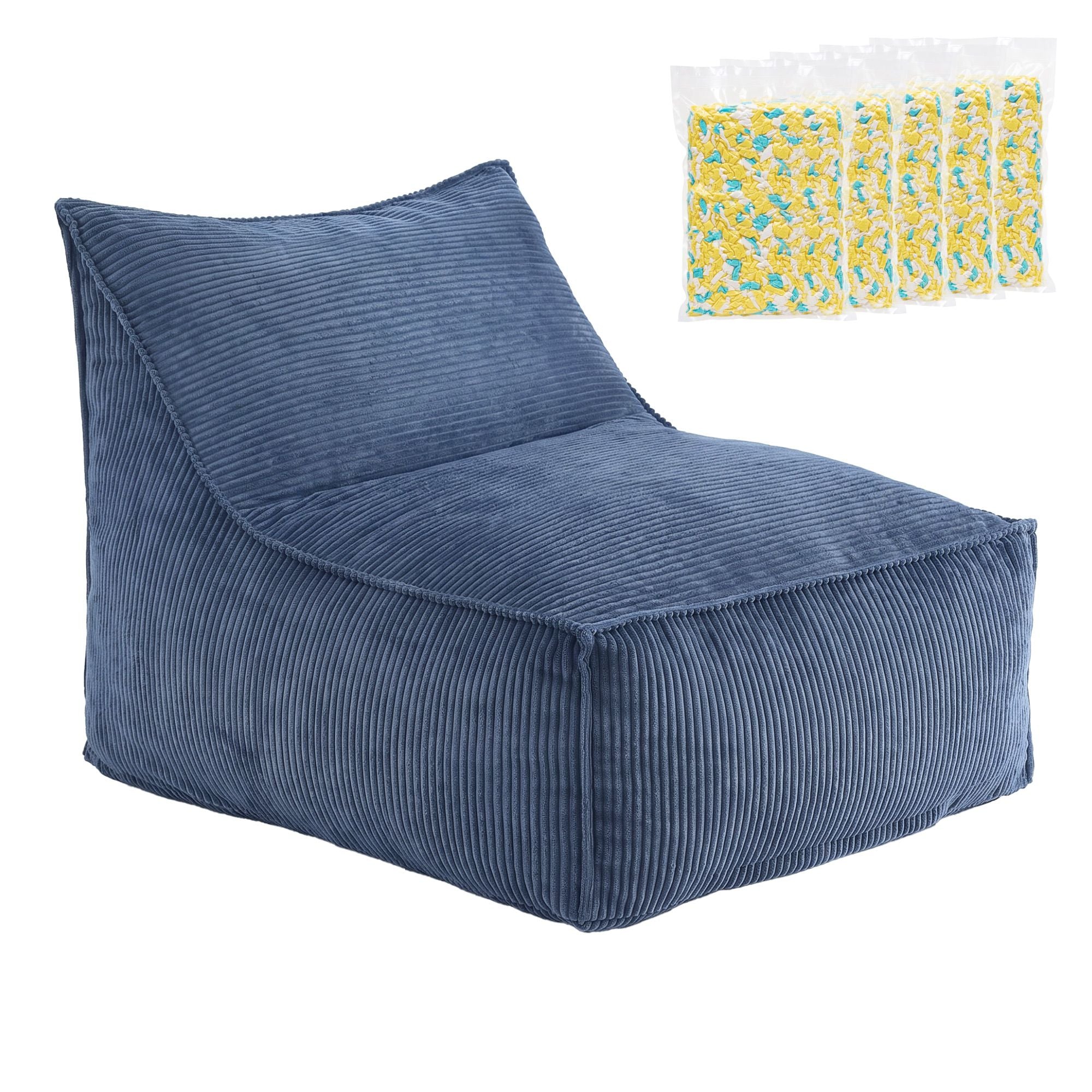 Artiss Bean Bag Chair Cover with Filler Soft Corduroy DIY Stuffed Animal Storage Bean Bag for Adults, Blue