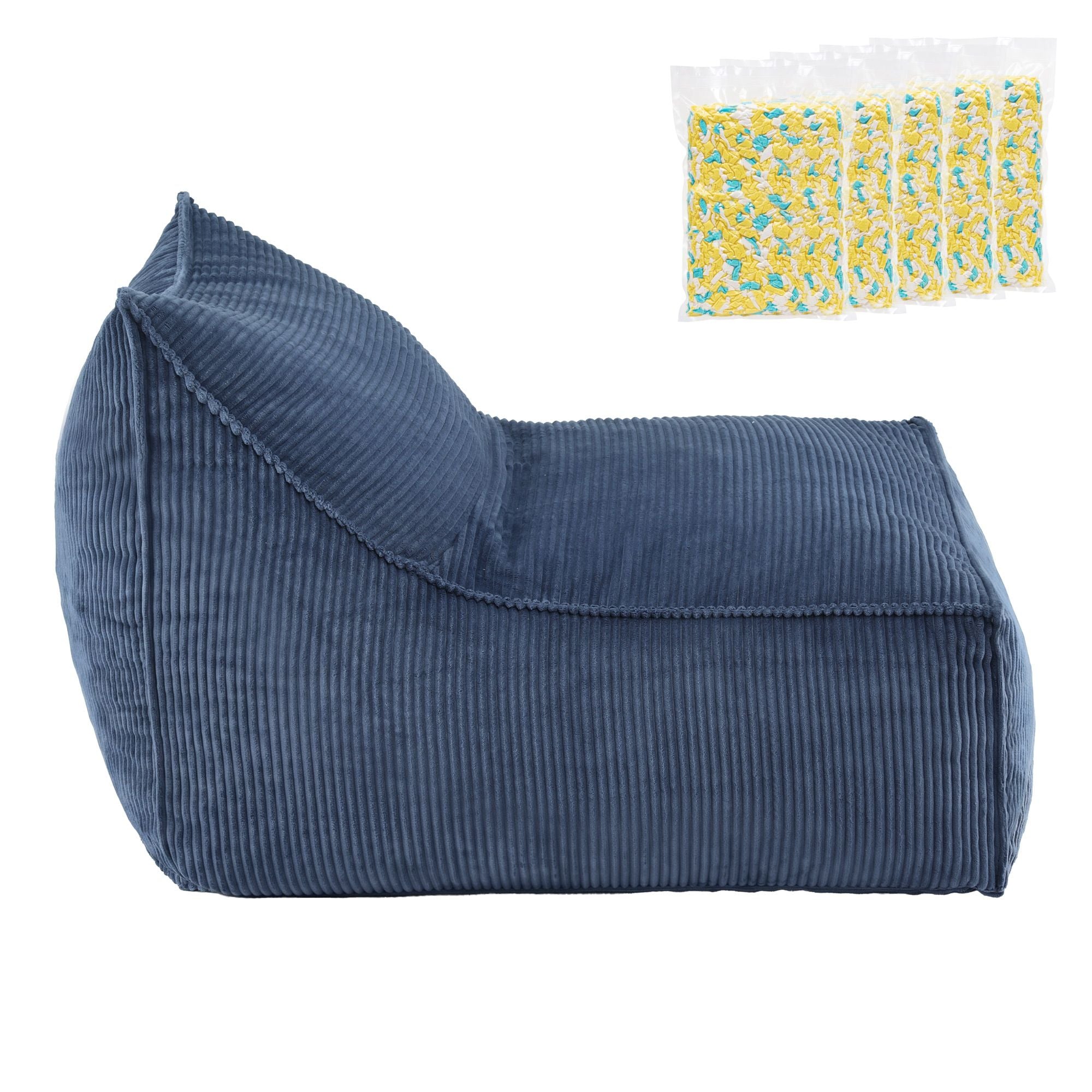 Artiss Bean Bag Chair Cover with Filler Soft Corduroy DIY Stuffed Animal Storage Bean Bag for Adults, Blue
