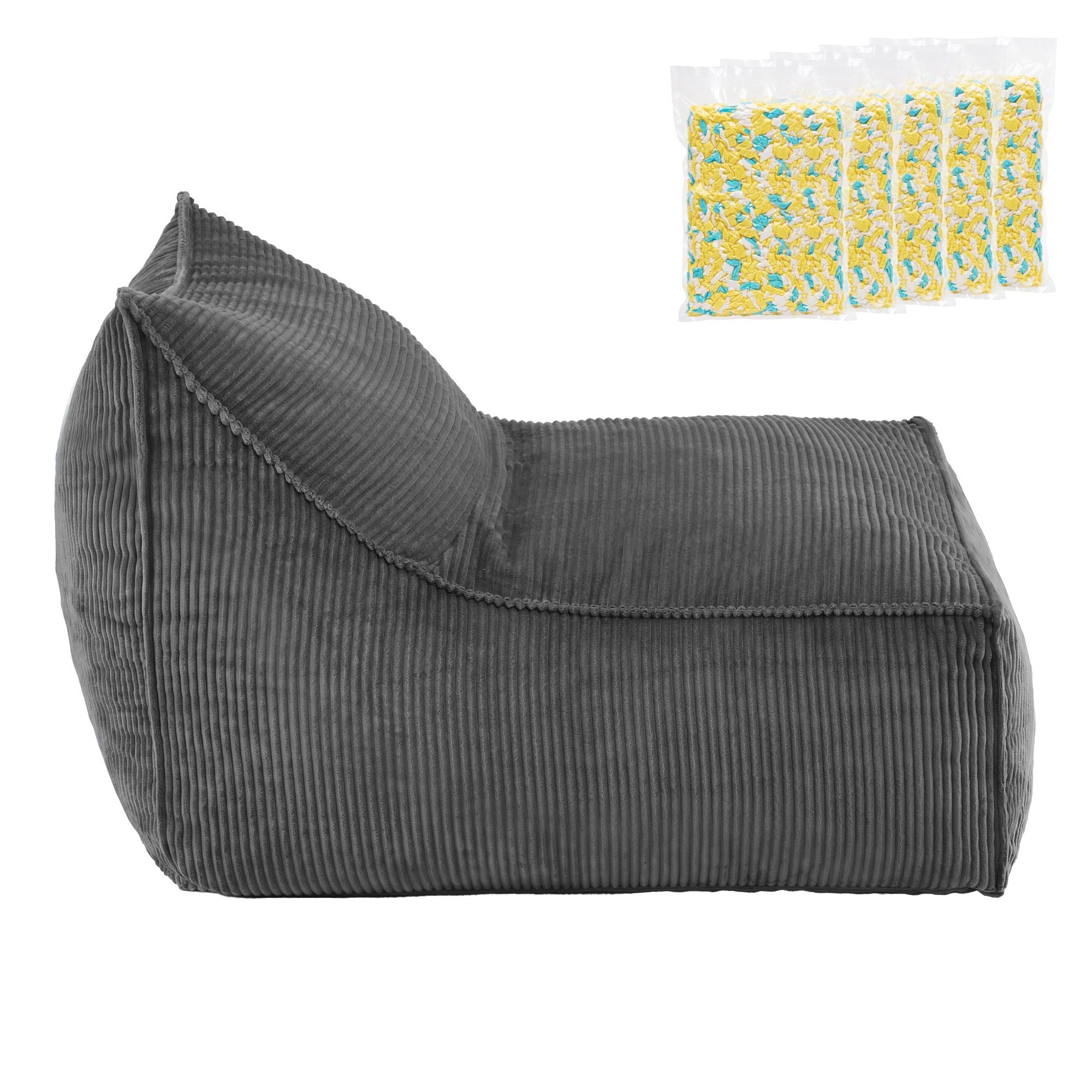 Artiss Bean Bag Chair Cover with Filler Soft Corduroy DIY Stuffed Animal Storage Bean Bag for Adults, Grey