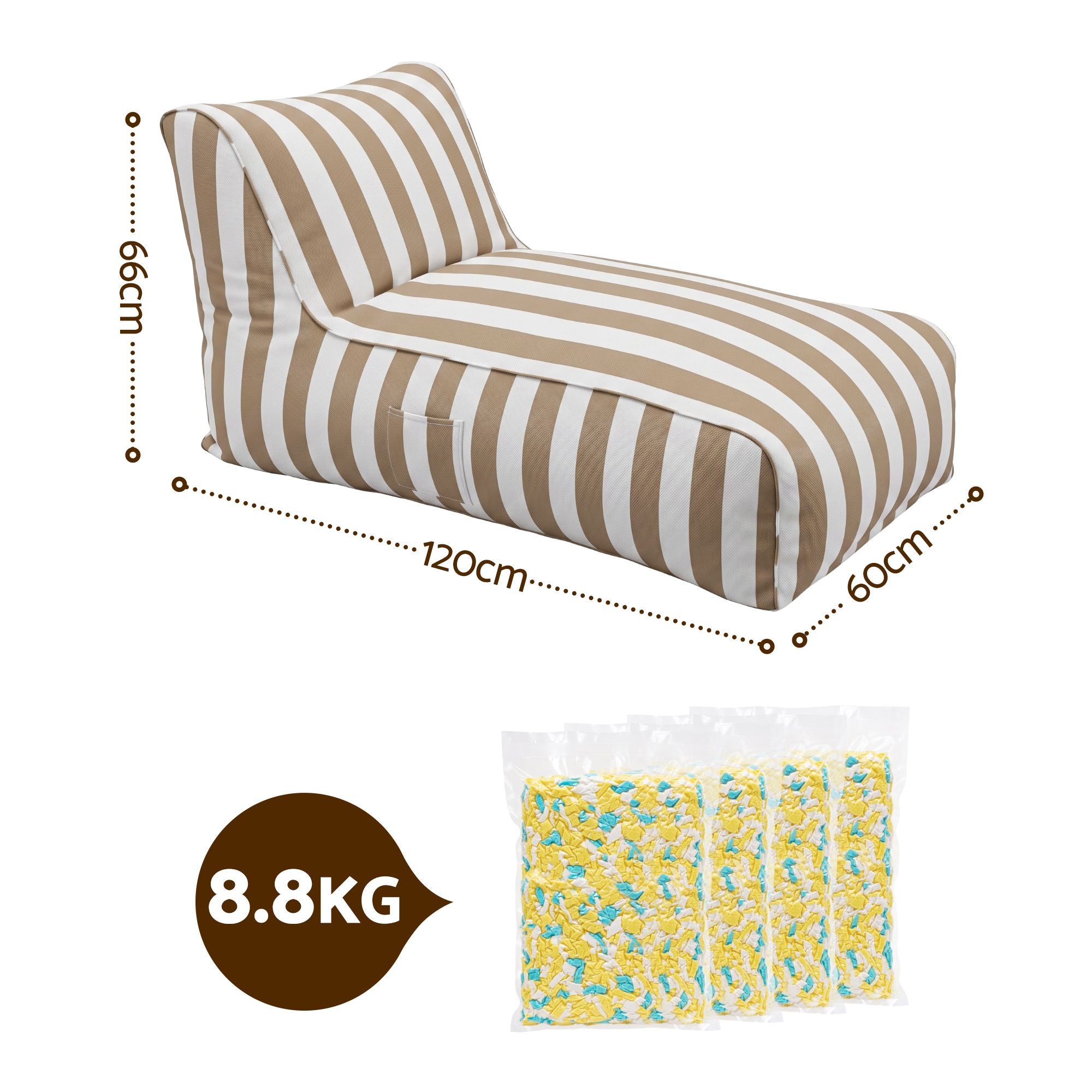 Artiss Outdoor Bean Bag Chair with Filler Splash-Proof Beanbag Lounge DIY Stuffed Animal Storage Bean Bag Washable, Taupe