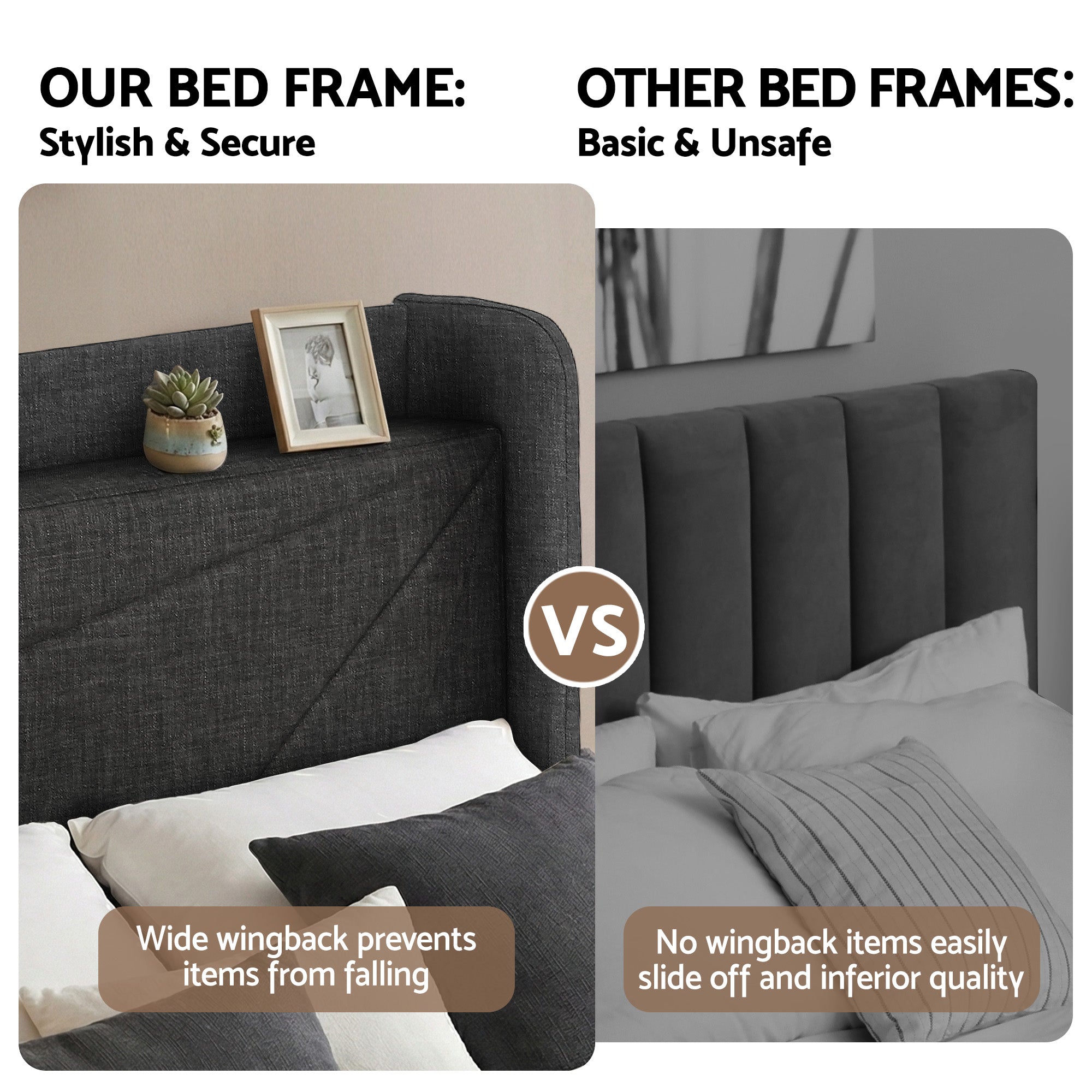 Artiss Double Bed Frame Gas Lift Storage Bed with Charging Ports Upholstered Headboard Charcoal Grey
