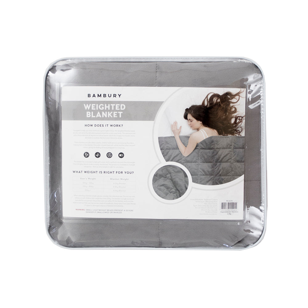 Bambury Weighted Blanket – Grey Single Size 140x210cm