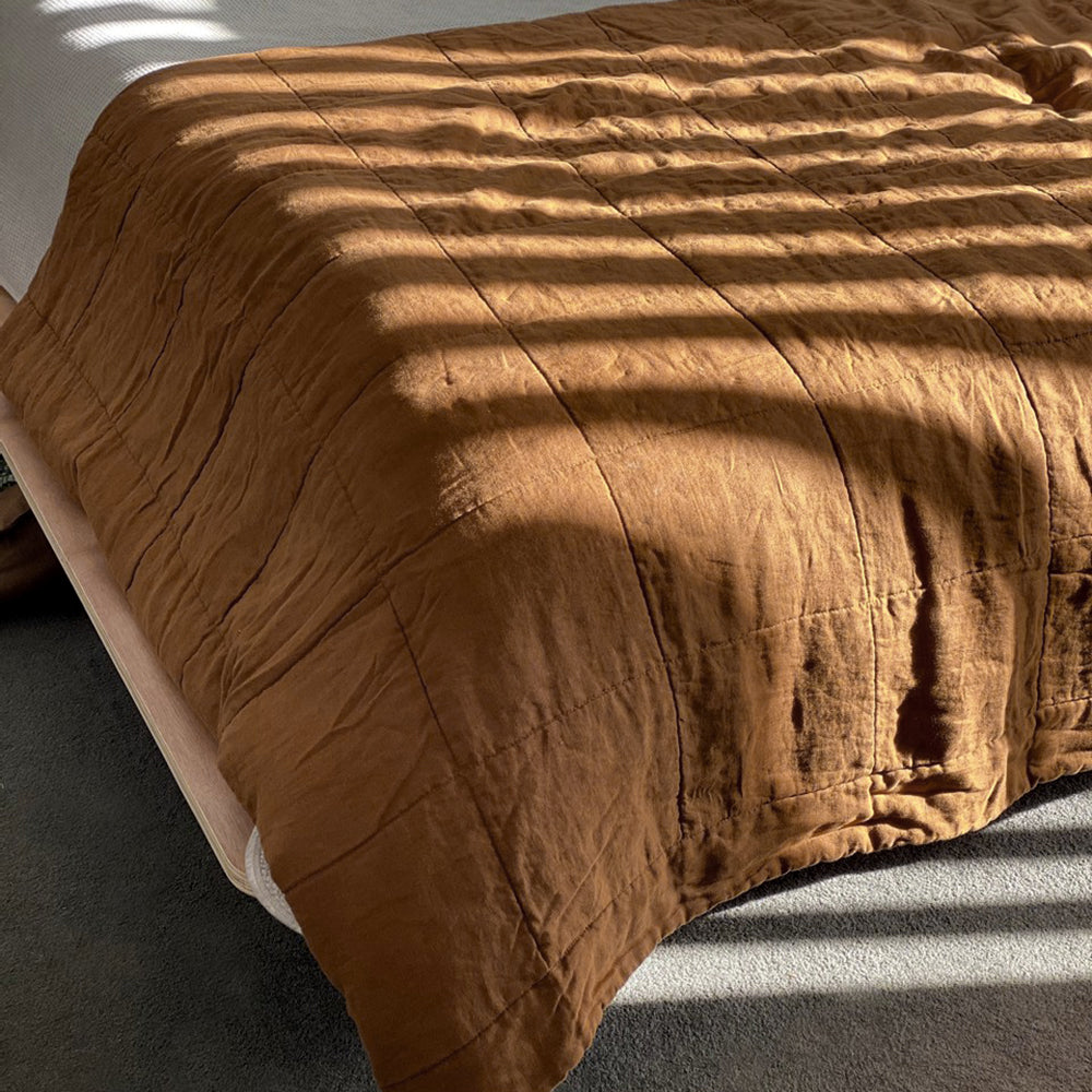 Bambury French Flax Linen Quilted Coverlet