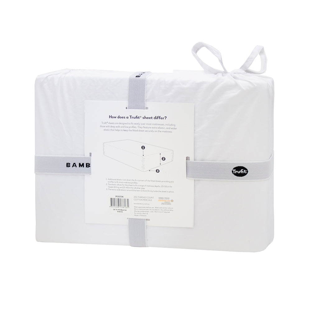 Bambury Tru Fit Sheet Set - White