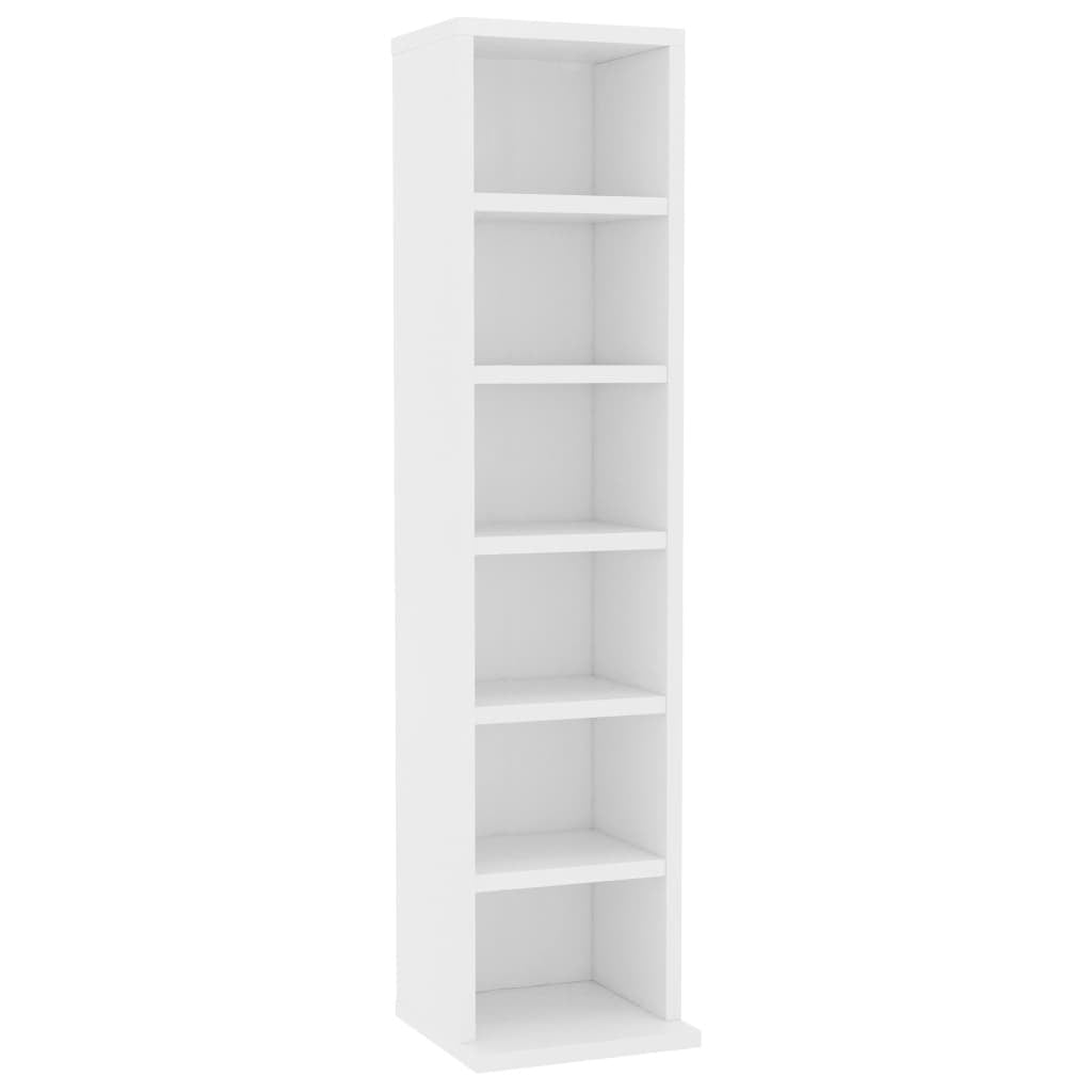 CD Cabinet 6 Shelves Media Open Shelf Storage Rack White