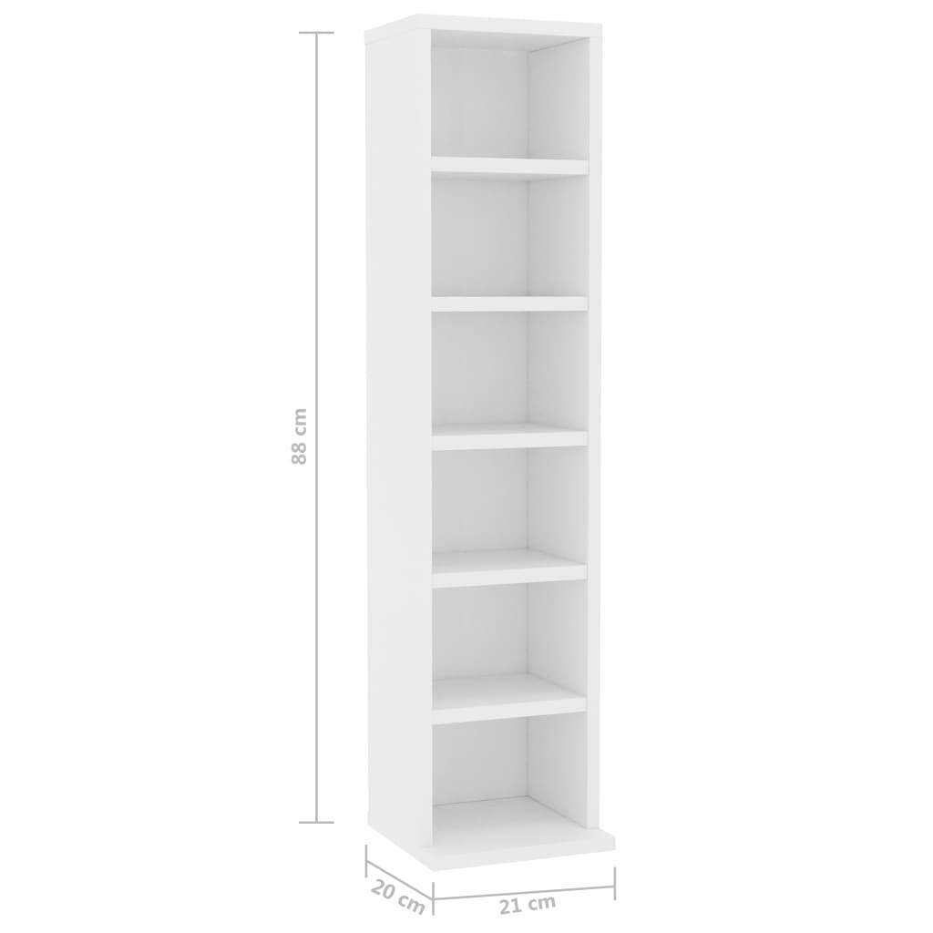 CD Cabinet 6 Shelves Media Open Shelf Storage Rack White