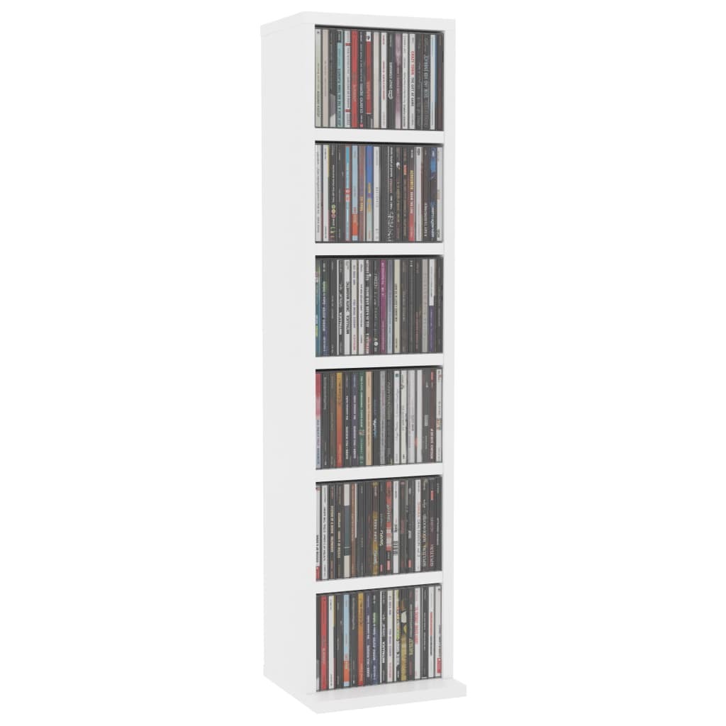 CD Cabinet 6 Shelves Media Open Shelf Storage Rack White
