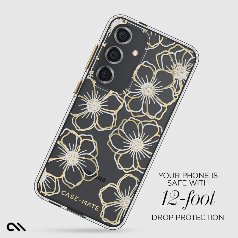 Case-Mate Floral Gems Case for Samsung Galaxy S24 Series – Gold