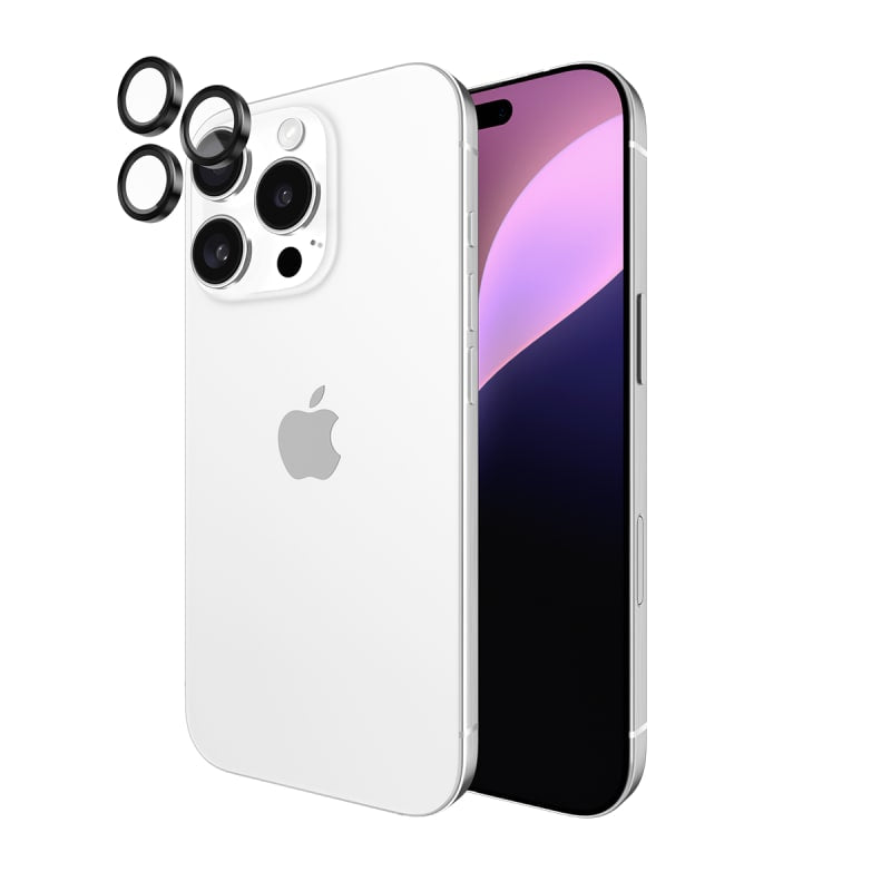 Case-Mate Aluminum Lens Protector for iPhone 15 & 16 Series – Black & Twinkle