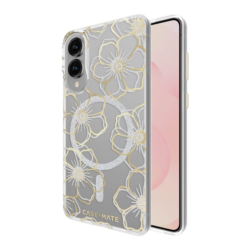 Case-Mate Floral Gems Case with Magnet for Samsung Galaxy S25 Series – Gold