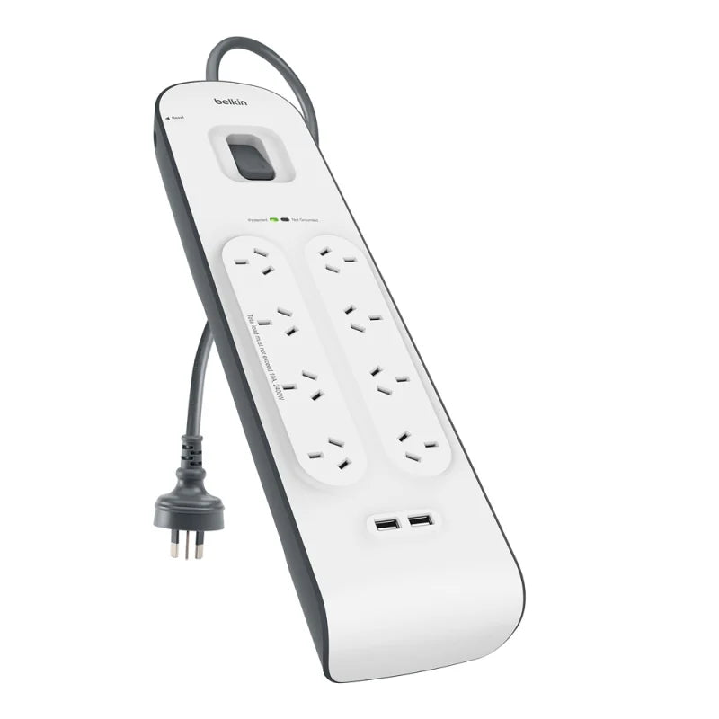 Belkin 2.4 Amp 4-Outlet with 2 USB Ports Surge Board Universally compatible - White